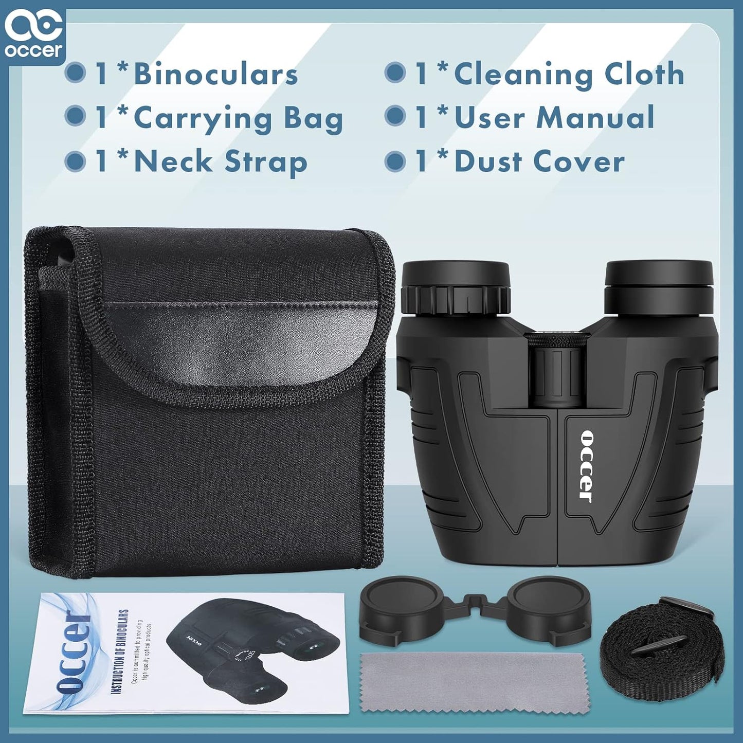 Occer 12x25 Compact Binoculars for Adults Kids, Small Binoculars with Large View Clear Low Light Vision,High Power Lightweight Binocular Easy Focus for Hunting, Bird Watching, Travel, Hiking,Sports