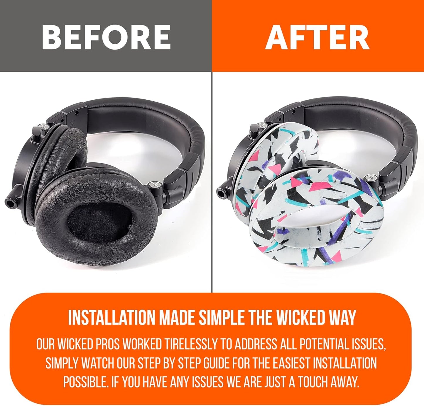 WC PadZ - The Ultimate Upgraded Earpads by Wicked Cushions - Compatible with Audio Technica, HyperX, SteelSeries Arctis & More - Extra Thick - Bigger Opening - Softer Memory Foam | (90s Black)