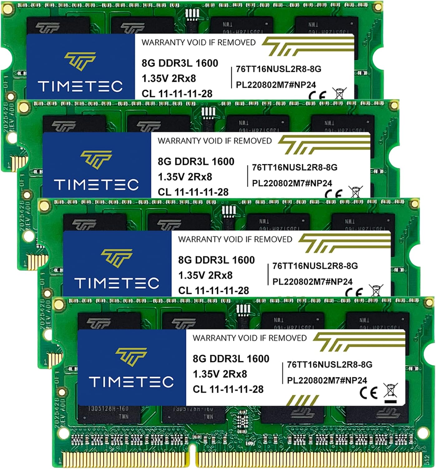 Timetec 16GB KIT(2x8GB) DDR3L / DDR3 1600MHz PC3L-12800 / PC3-12800 Non-ECC Unbuffered 1.35V / 1.5V CL11 2Rx8 Dual Rank 204 Pin SODIMM Laptop Notebook PC Computer Memory RAM Module Upgrade