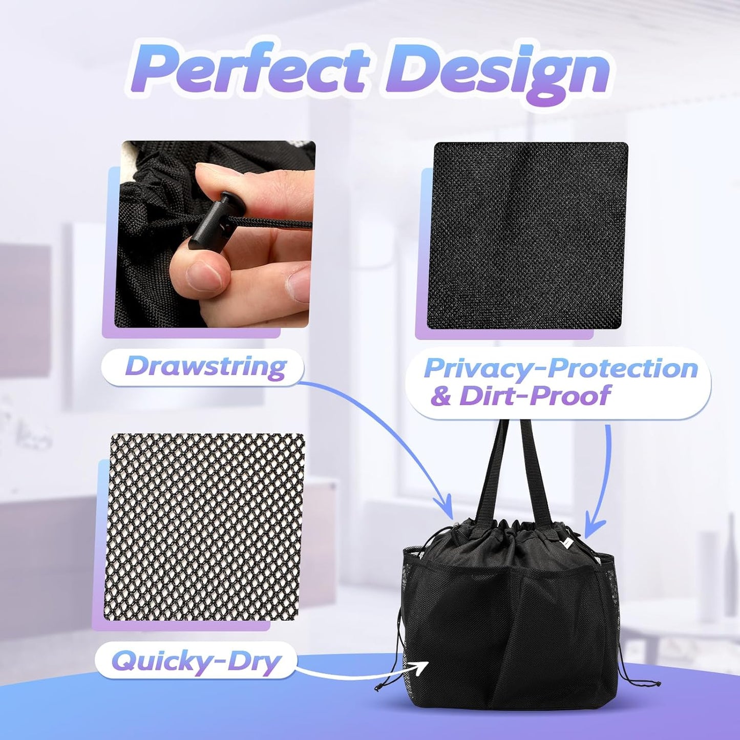 famichan Mesh Shower Caddy Portable, Dorm Room Essentials for College Students, Large Capacity with 8 Pockets Shower Bag for Camping,Swimming,Gym,Travel