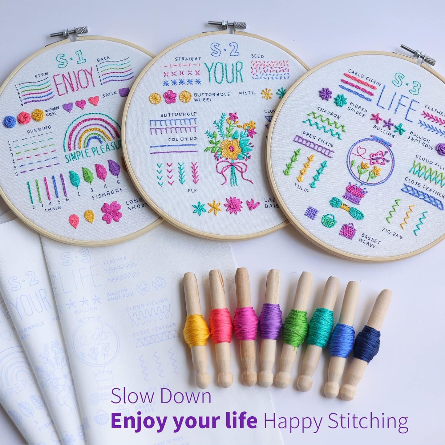 Purilite Select 3 Pack Beginner Embroidery Kits