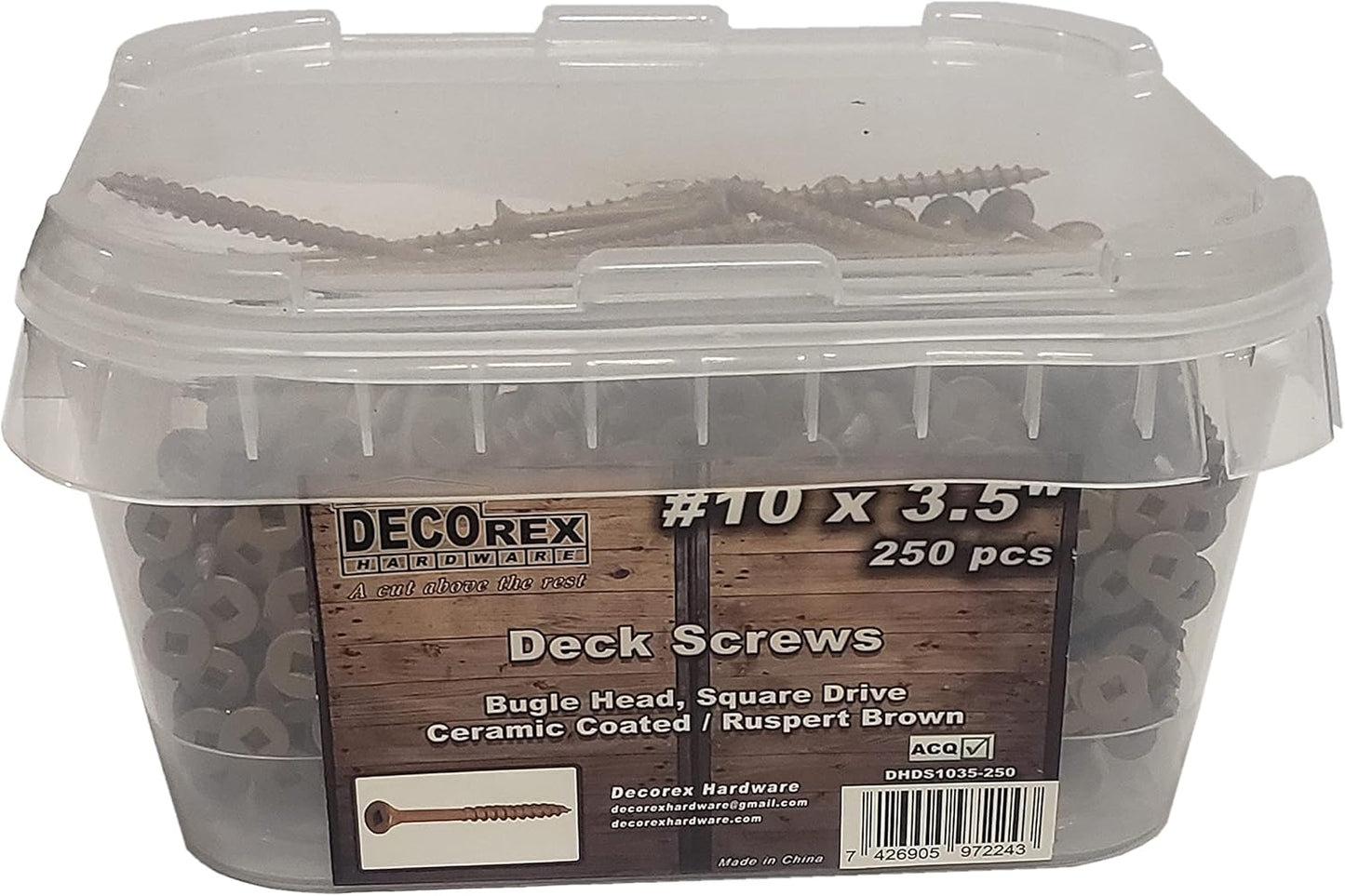 #8 x 3" Deck Screws | Square Drive | Bugle Head | Brown Ruspert | 100pcs Box