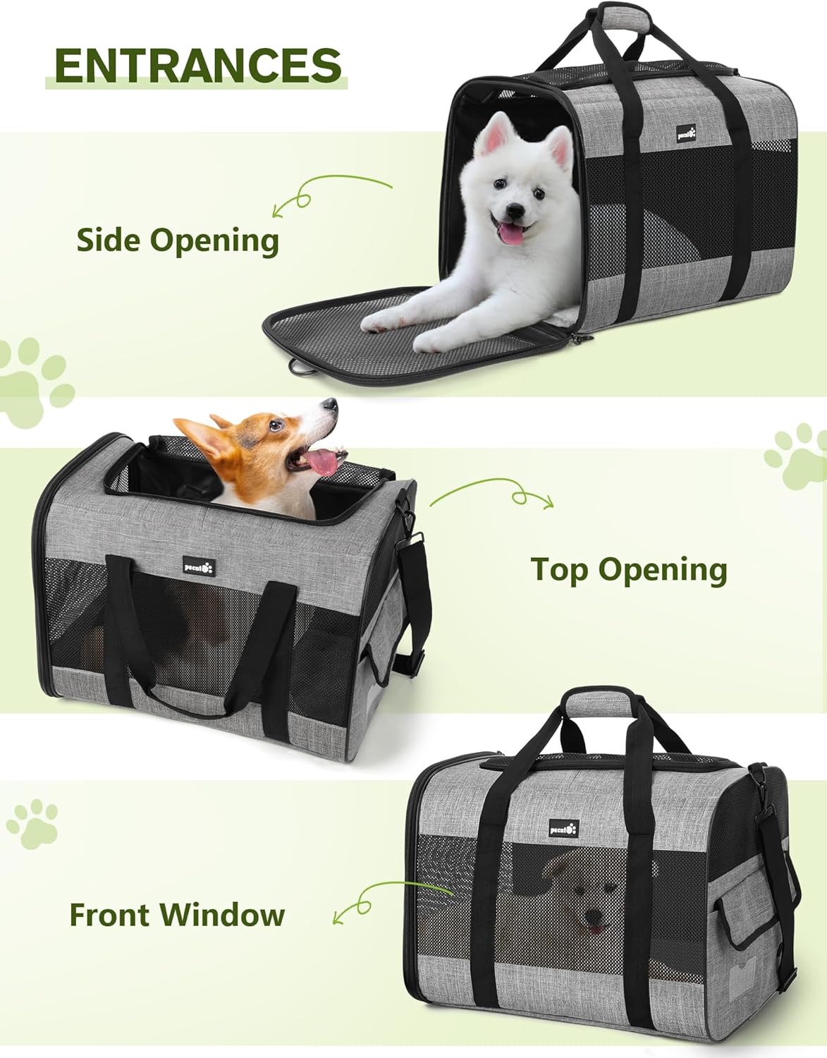 Pecute Cat Carrier Dog Carrier up to 15lbs,Pet Carrier for Cats and Puppies with Foldable Bowl, Soft-Sided Bag with Breathable Mesh, Suitable for Long and Short Trips Travel Camping Outdoor