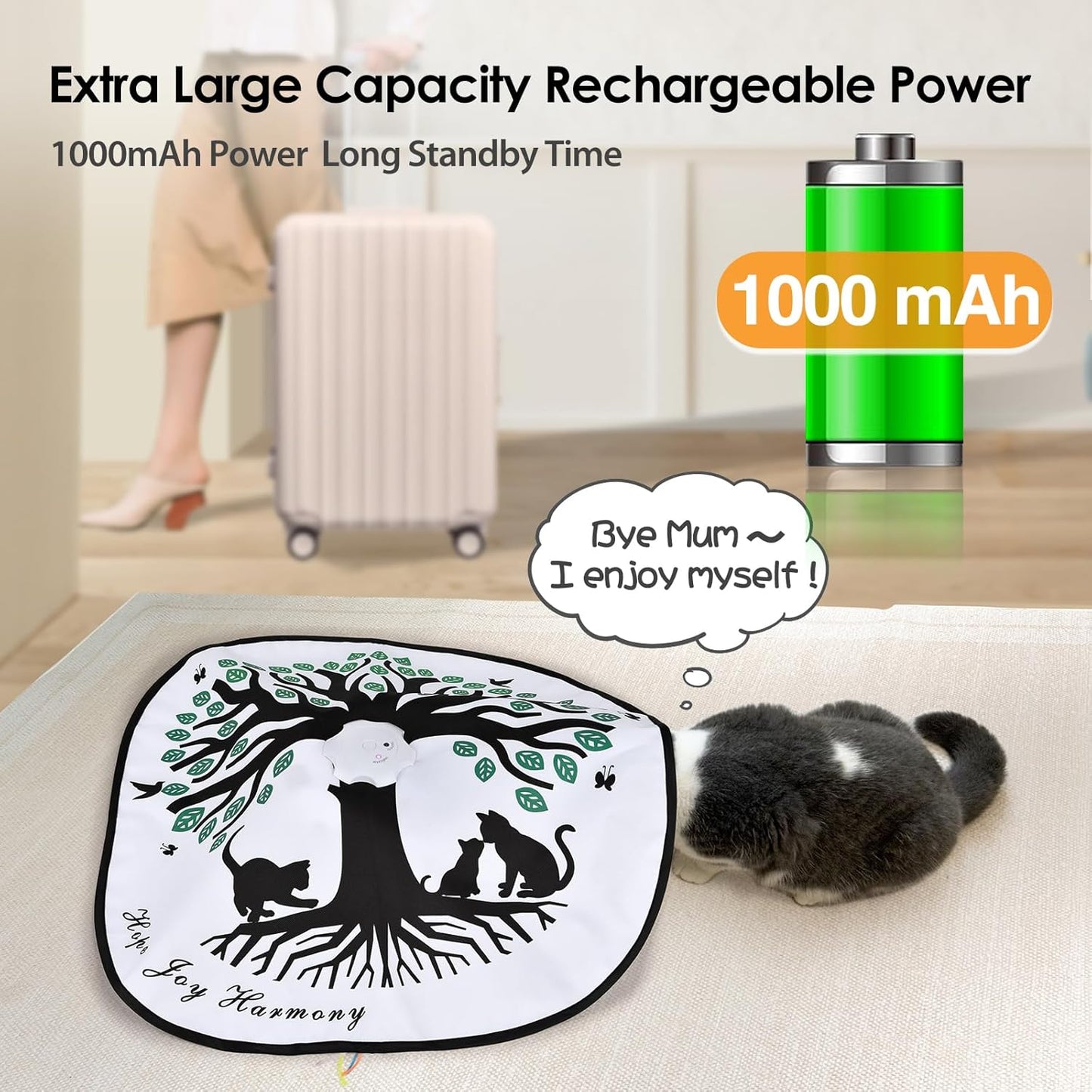 ORSDA Cat Toys Interactive, 4 in 1 Automatic Cat Toy, Hide and Seek, Whack a Mole, Magic Wand, Chasing Feather, with 4 Replacements, USB Rechargeable, for All Breed Sizes