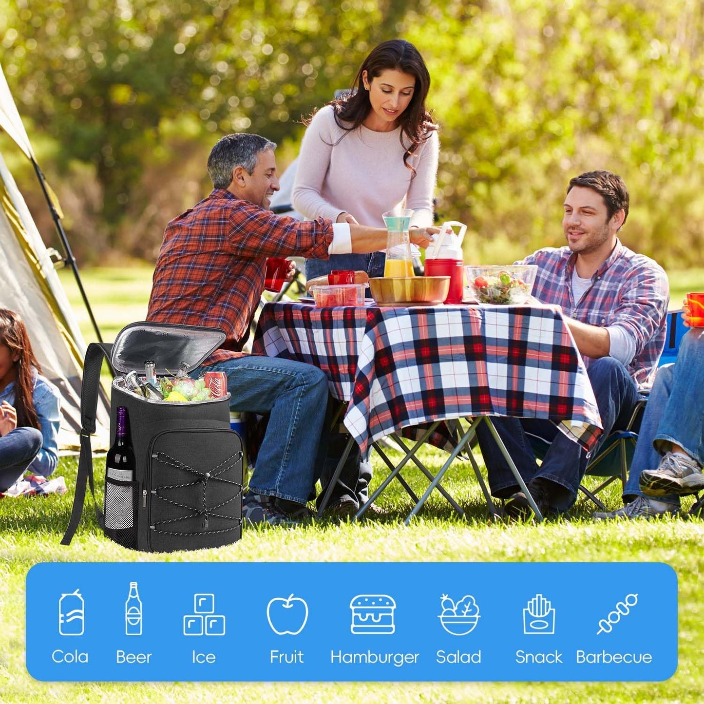 Bagtopia Camping Cooler Backpack 25 Cans, Leak Proof Insulated Thermal Bag, Beach Travel Picnic Lunch Backpack for Men Women