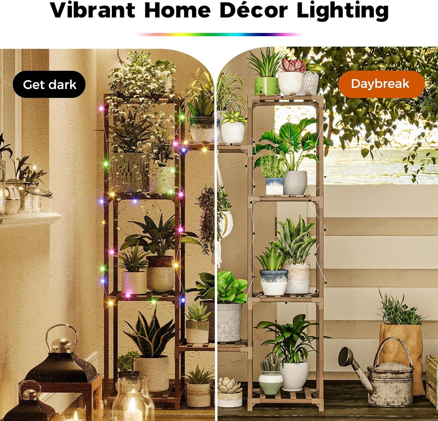 Bamworld Plant Stand Indoor Outdoor Hanging Plant Shelf for Multiple Plants Pots Wood Flower Stand Tall Large Flower Holder for Living Room, Patio, Balcony, Garden Decor, Brown