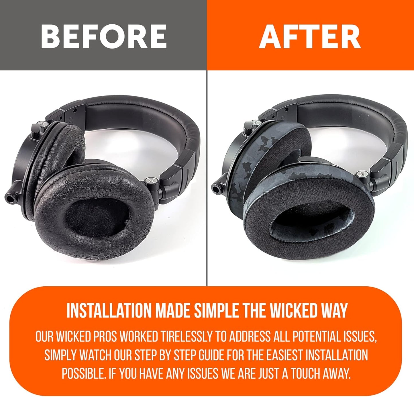 WC PadZ Velour - The Ultimate Upgraded Earpads by Wicked Cushions - Compatible With Audio Technica, HyperX, SteelSeries Arctis & More - Extra Thick - Bigger Opening - Softer Memory Foam | Black Floral