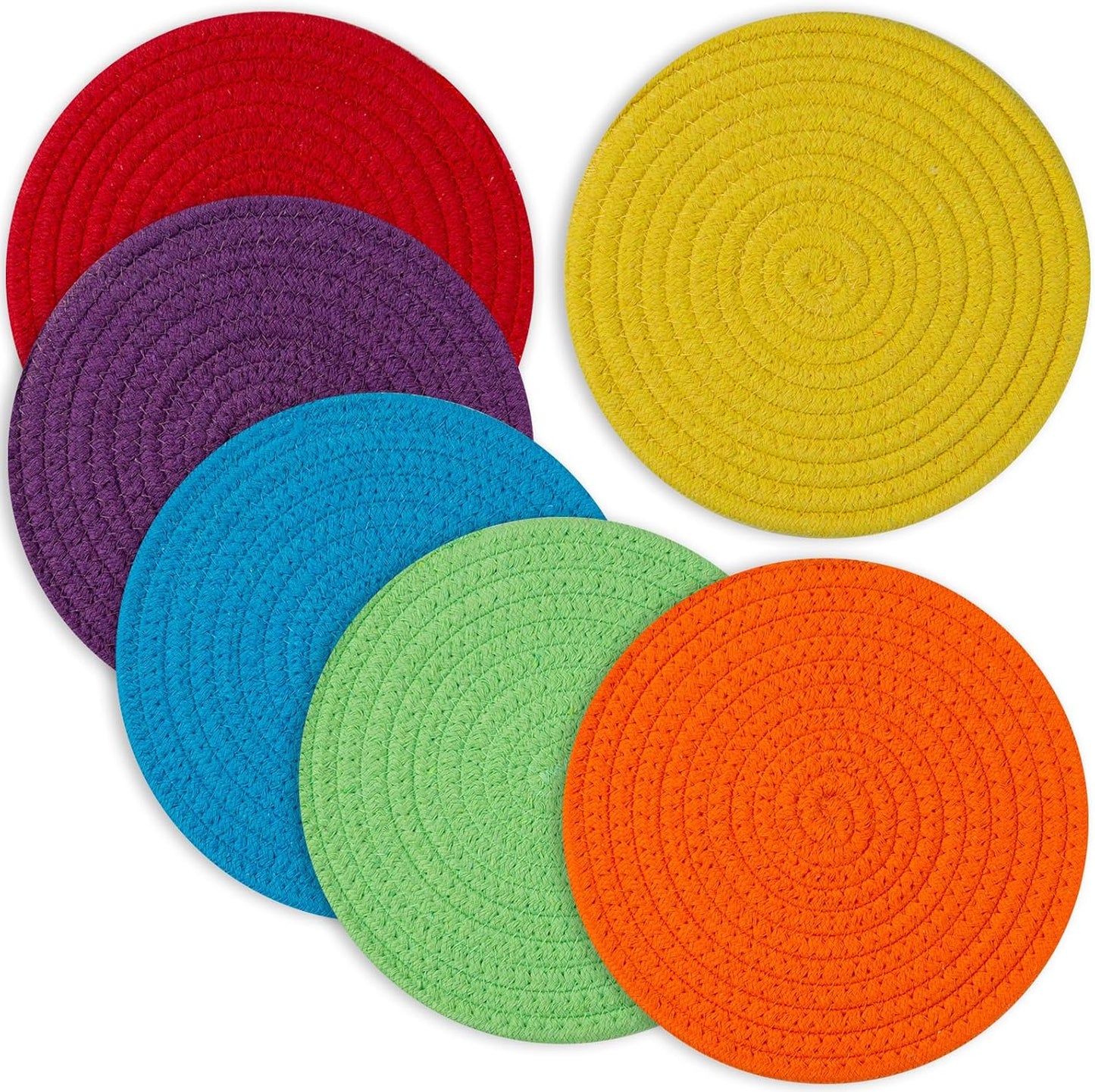 Trivets for Hot Dishes, Pots and Pans, 8 Inches Hot Pads 5 Pcs, Pot Holders for Kitchen, Heat Resistant Mat Protect Counter, Coasters Set Home Essentials Farmhouse Decor (Blue)