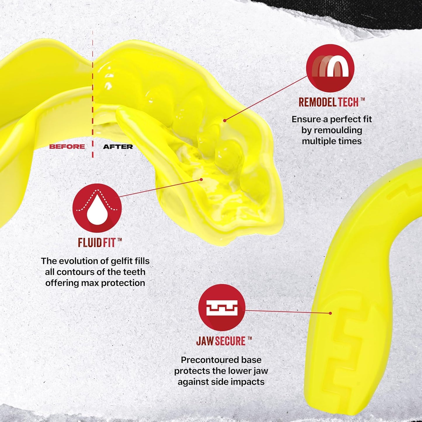 SAFEJAWZ Mouthguard Strapless Slim Fit, Adults and Junior with Case for Boxing, Basketball, Football, MMA, Martial Arts, Hockey and All Contact Sports (Adults (12+ Years), Black)
