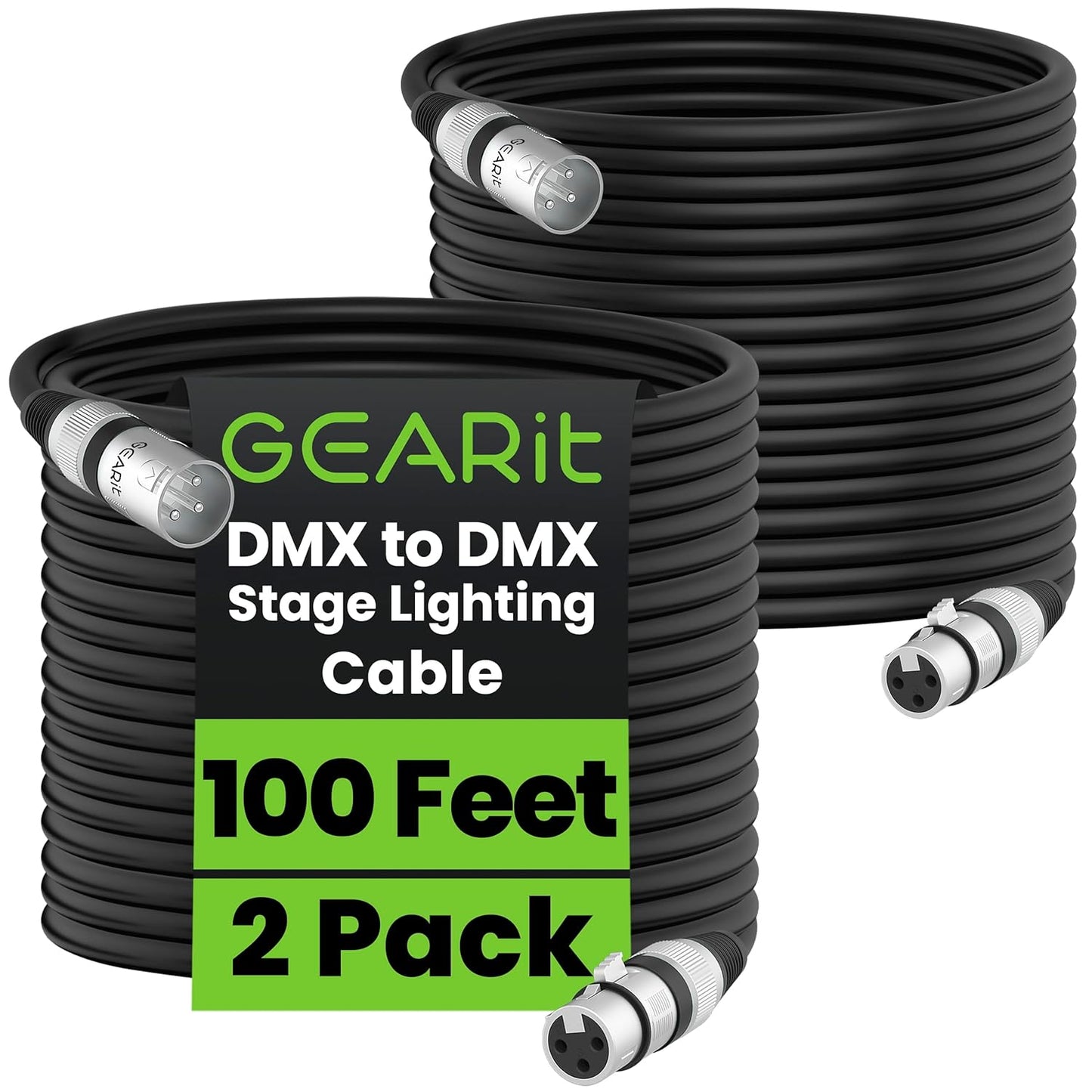 GEARit XLR Male to Female Microphone Cable (10 Feet, 6-Pack) 3-Pin Balanced Shielded Mixer, Recording Studio, Podcast - Black