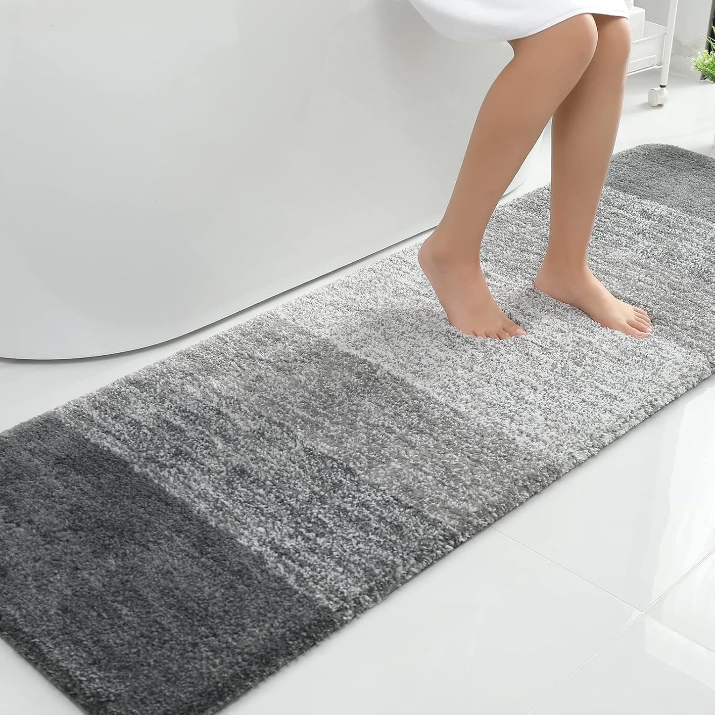 OLANLY Luxury Microfiber Bath Mat, Extra Soft and Absorbent Bathroom Mat, Non-Slip Plush Shaggy Bathroom Rug, Machine Wash Dry, Bath Rugs for Bathroom Floor, Tub and Shower, 16x24, Grey