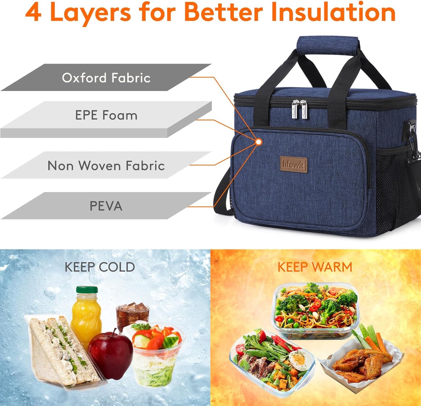 Lifewit Lunch Bag for Men, Insulated Lunch Box Leakproof Soft Cooler Cooling Tote for Adult Women, Waterproof Reusable Lunch Bags for Work Office Outdoor Picnic Camping, Black, 12-Can (9L)