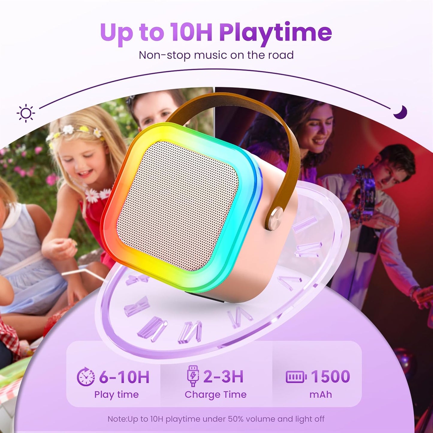 Karaoke Machine for Kids Adults, Portable Bluetooth Mini Karaoke Microphone Singing Speaker Karaoke Player with 2 Wireless Mic Toys for All Smartphones,Birthday, Family,Home Party (Purple)