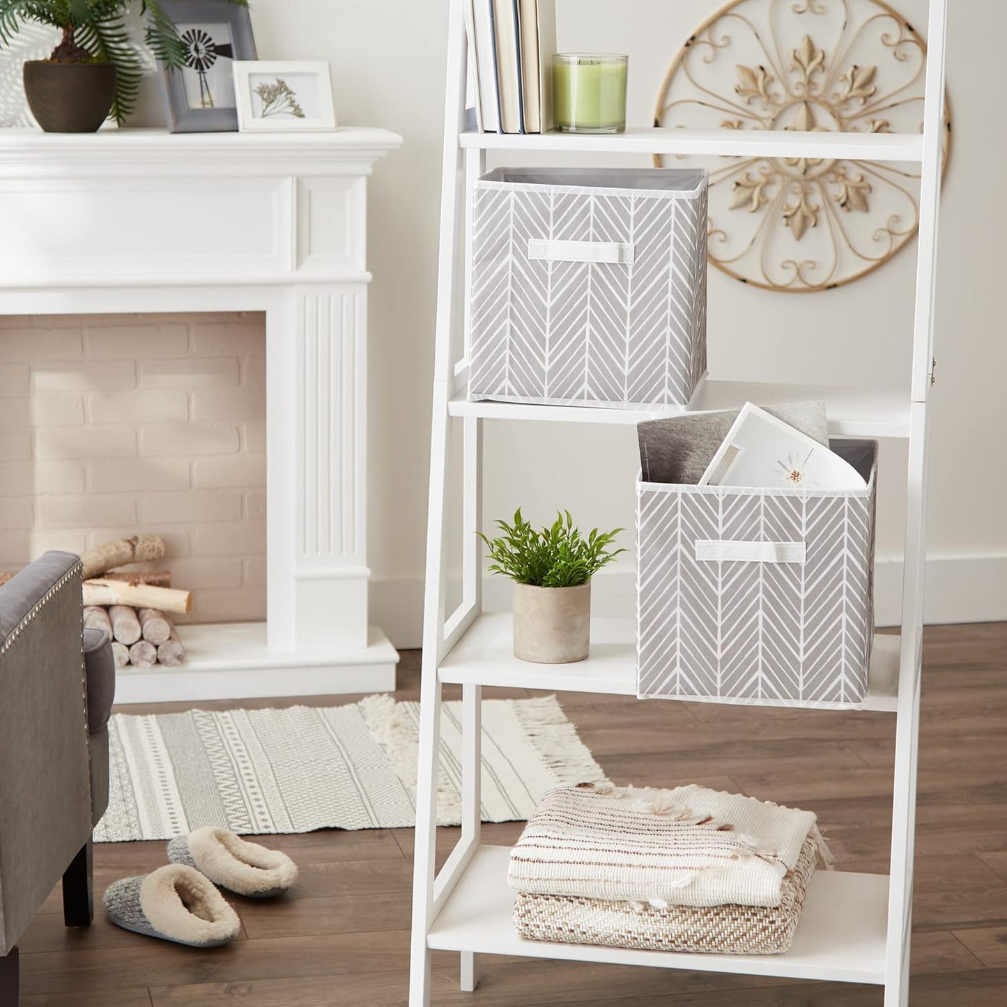 DII Foldable Fabric Storage Containers for Nurseries, Offices, Closets, Home Decor, Cube Organizers & Everyday Storage Needs, (Large - 11 x 11 x 11) Scroll Nautical Blue - Set of 2