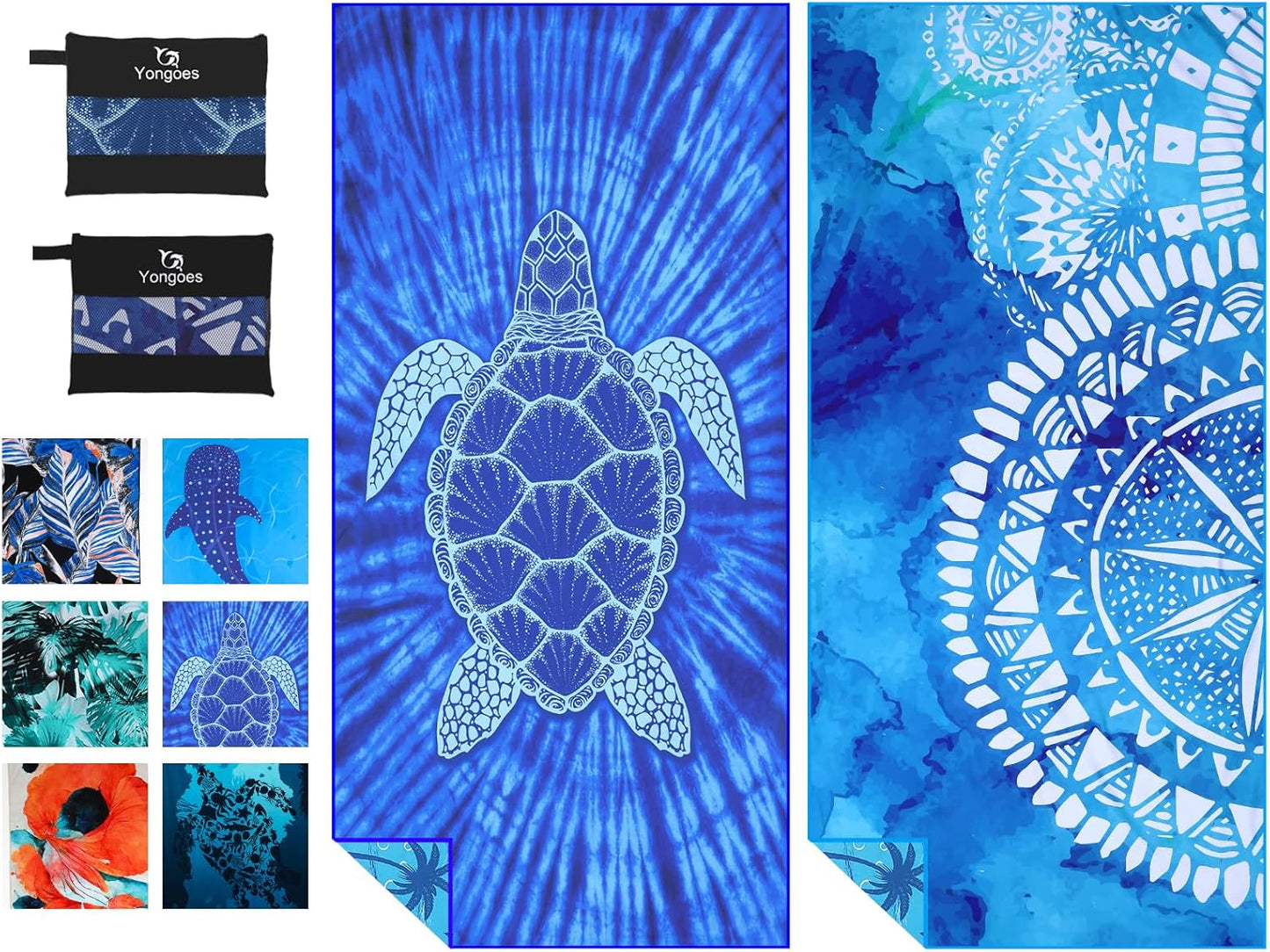 4 Pack Microfiber Lightweight Thin Beach Towel Sand Free Quick Dry Super Absorbent Compact Oversized Large Towels for Swimming Pool Yoga Gym Travel Vacation Beach Accessories Essentials for Adults