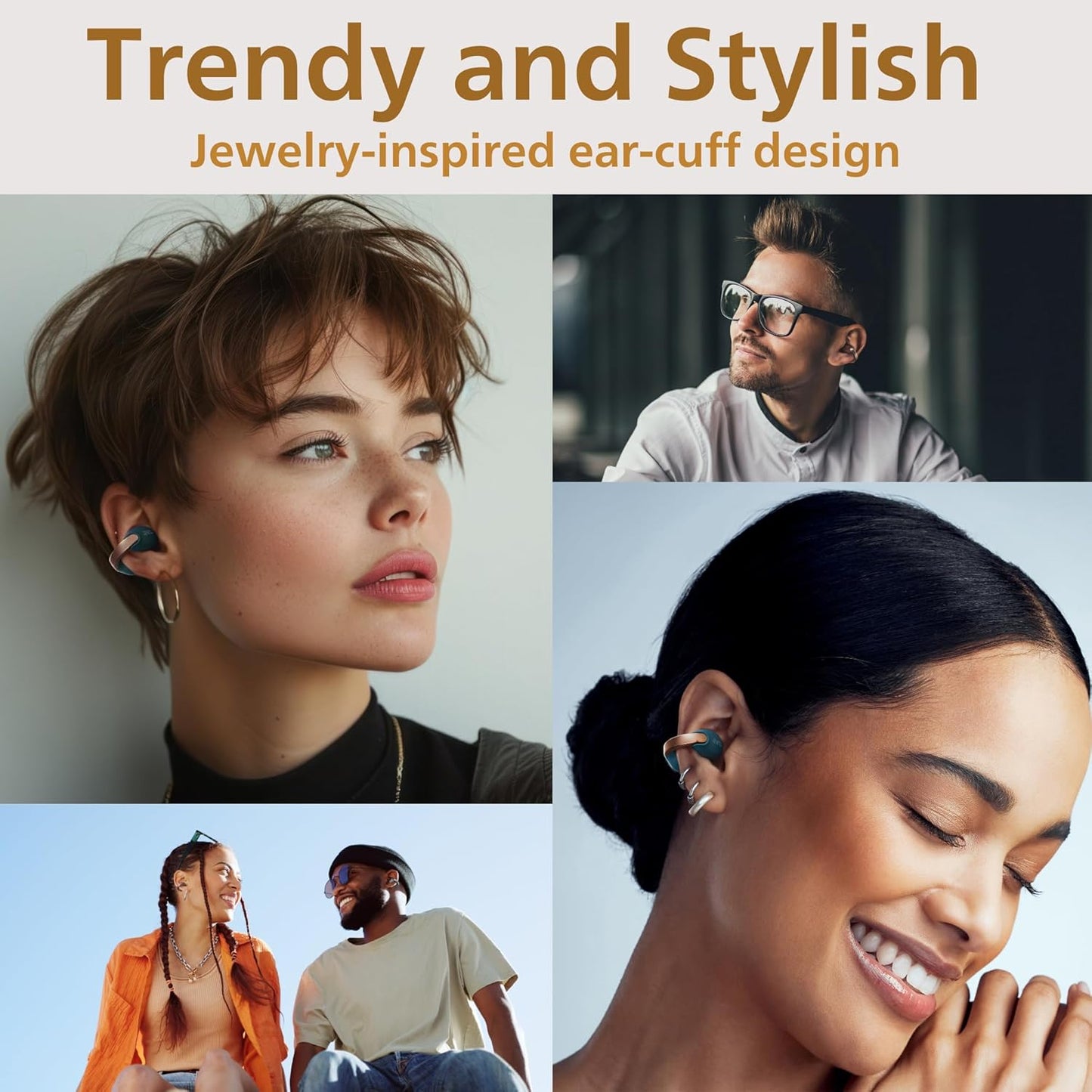 JVC nearphones Open Ear-Cuffs Wireless Headphones with Clasp Mechanism, Multipoint, Single Ear use, BT 5.3, Long Battery Life (up to 24 Hours) - HA-NP1T-A Teal Blue