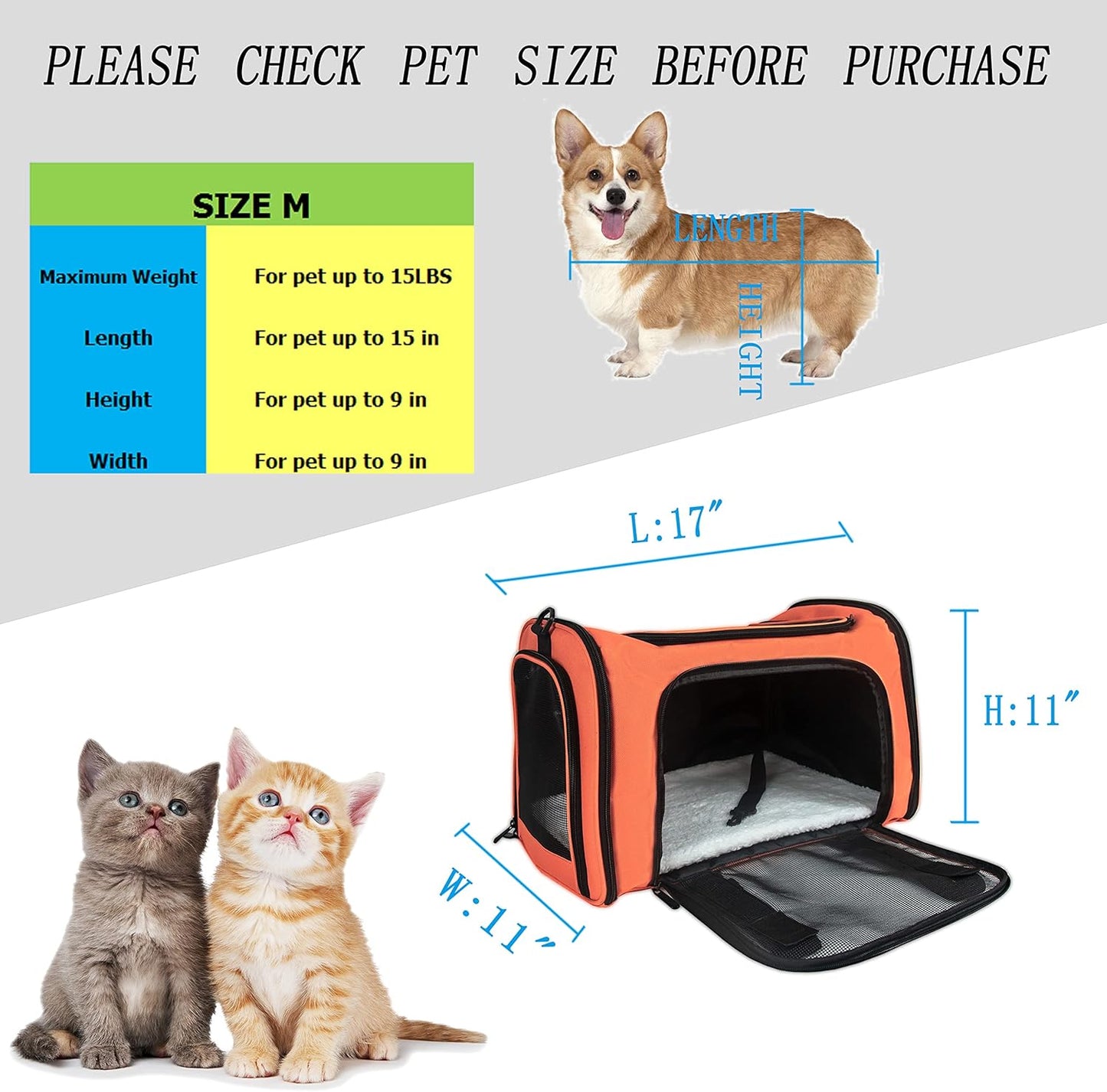 NextFri Soft Sided Carrier for Cats Dogs,TSA Airline Approved Collapsible Travel Pet Carrier (Magenta, Medium)