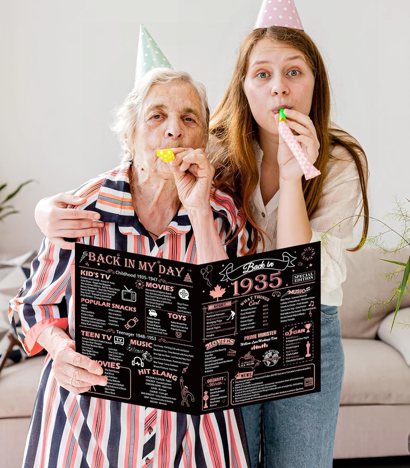 50th Birthday Card, Jumbo CANADA 25x20cm Back in 1975, Gilding Happy 50th Birthday Decoration for Woman, Men, Funny 50 Birthday Gifts for Wife, Husband, Him, Her, Mom