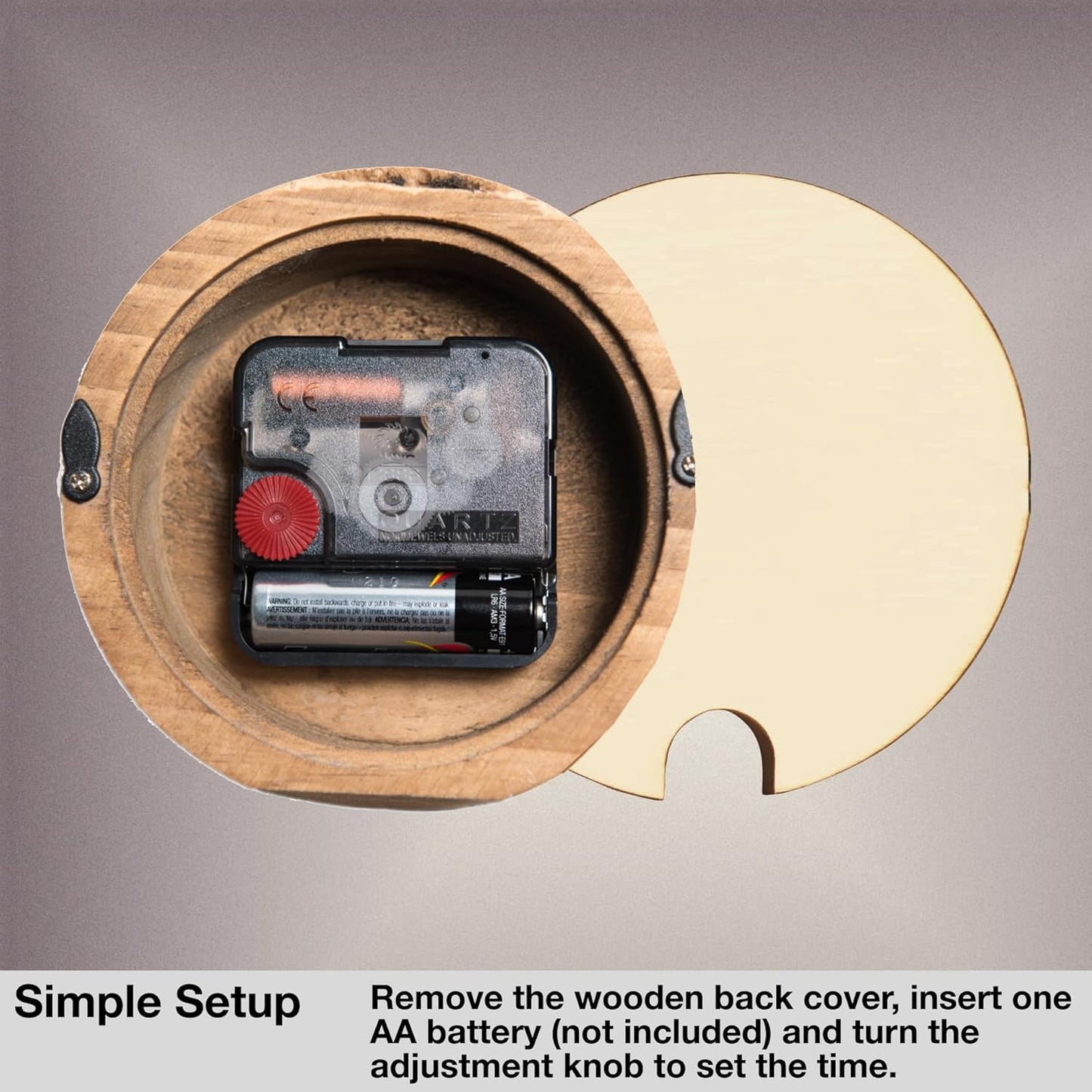 Driini Wooden Desk & Table Analog Clock Made of Genuine Pine (Light) - Battery Operated with Precise Silent Sweep Mechanism