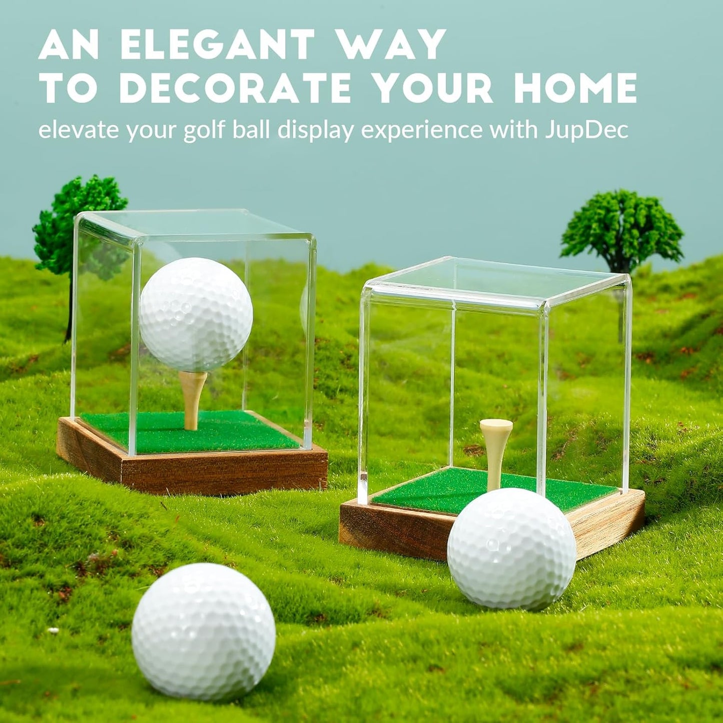 JupDec Baseball Display Case, Clear Cube Baseball Holder with Wooden Base, Autograph Baseball Stand Box for Single Ball, Acacia Wood, Brown, 1 Pack