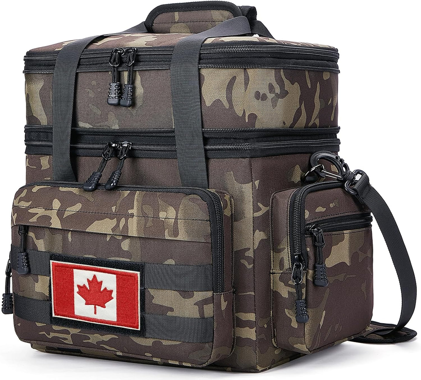 Tactical Lunch Bag for Men, Large Leakproof Insulated Lunch Box, Lunch Cooler Bag with Shoulder Strap, Lunch Pail for Adults Work Outdoor Picnic Trips, Black Camo