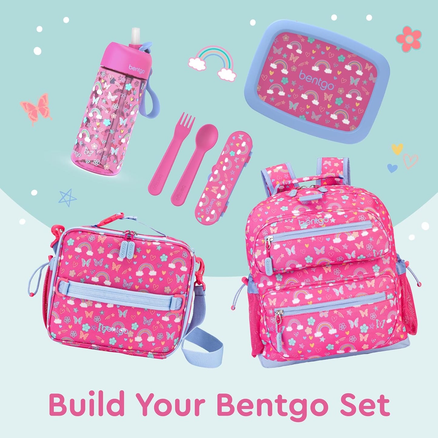 Bentgo® Kids Lunch Bag - Durable, Double Insulated, Water-Resistant Fabric, Interior & Exterior Zippered Pockets, Water Bottle Holder - Ideal for Children 3+ (Shark)