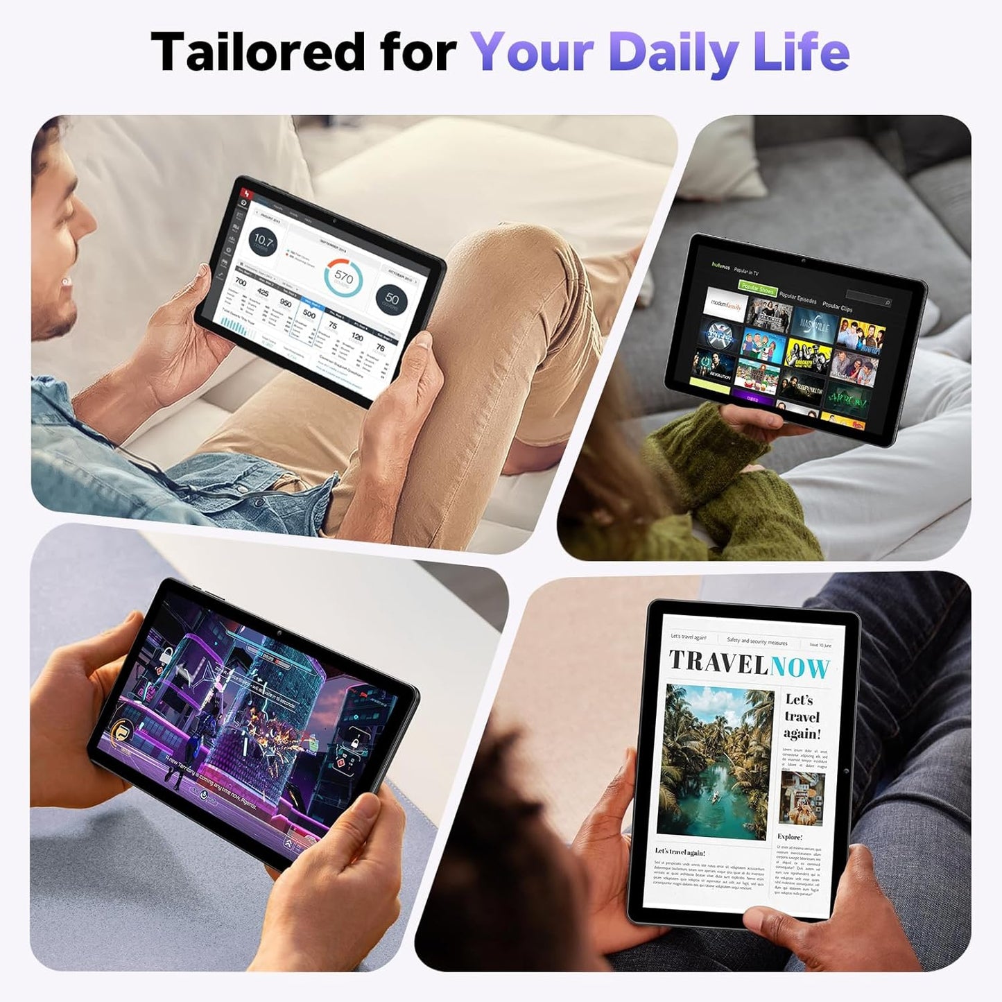 10 Inch Tablet Android 15 Tablets, Octa-Core Tablette Android, 18GB+128GB, 1TB Expand, 1280x800 IPS HD Display, GPS, Widevine L1, 5G+2.4G WiFi, 5MP+8MP Dual Camera, Bluetooth5.4, 6000mAh, Black