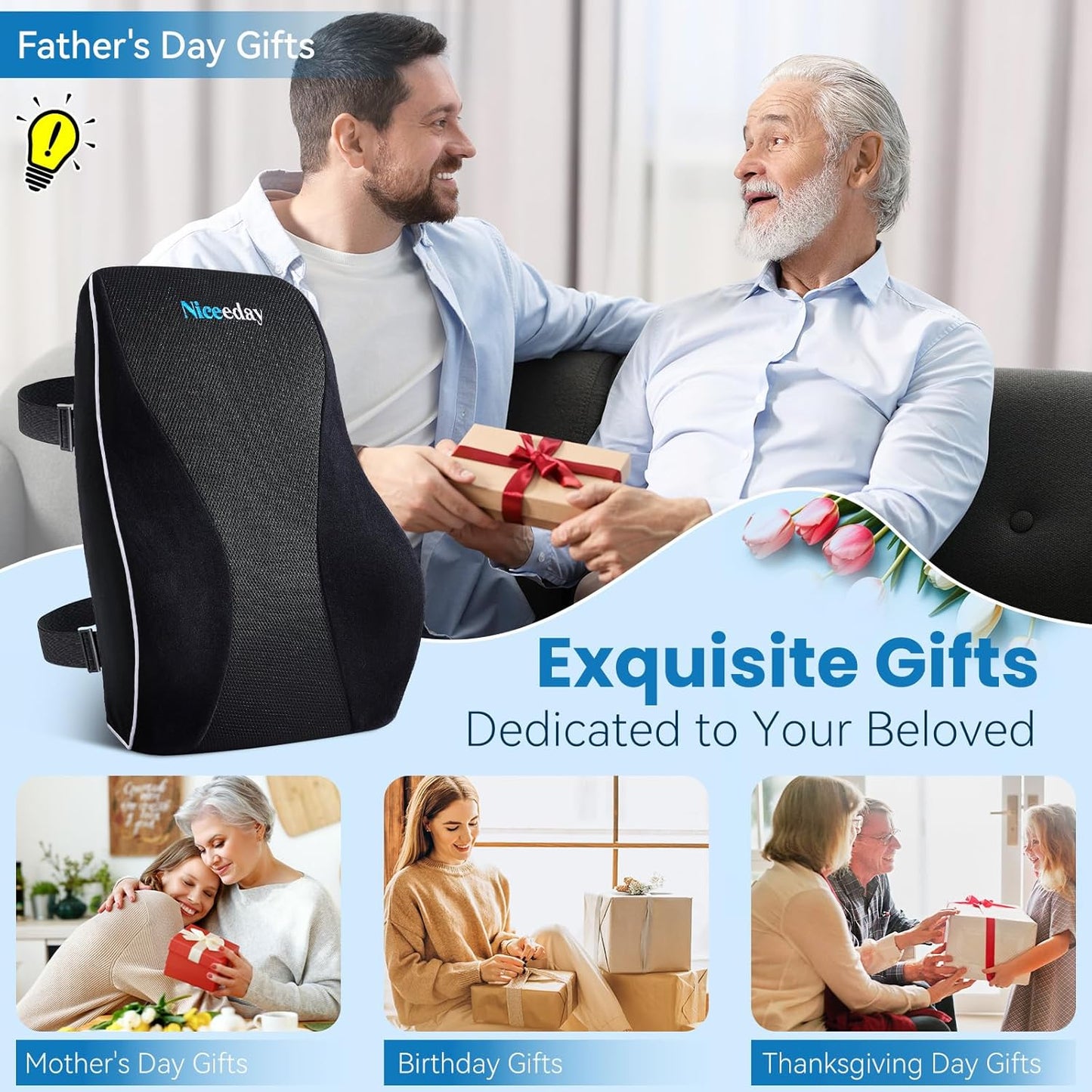 Gel Lumbar Support for Office Chair Back Support for Lower Back Pain Relief Cooling Chair Back Support Cushion Improves Posture Back Rest Memory Foam Back Support Pillow for Gaming Chair, Driving Seat