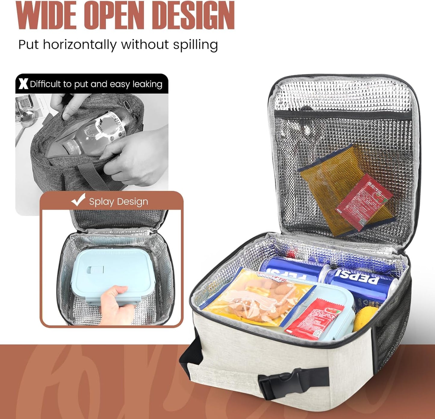Lunch Bag for Men/Women, Reusable Lunch Box for Adult, Small Insulated Lunch Box, Lunch Tote Bag for Office, Work, Picnic