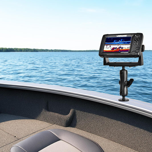 VAUBORTTI Aluminum Fish Finder Mount, C-Size 1.5" Ball,T-Bolt Track Ball for Rail Tracks,Compatible with Lowrance, Garmin, Humminbird, Raymarine - PuriLite