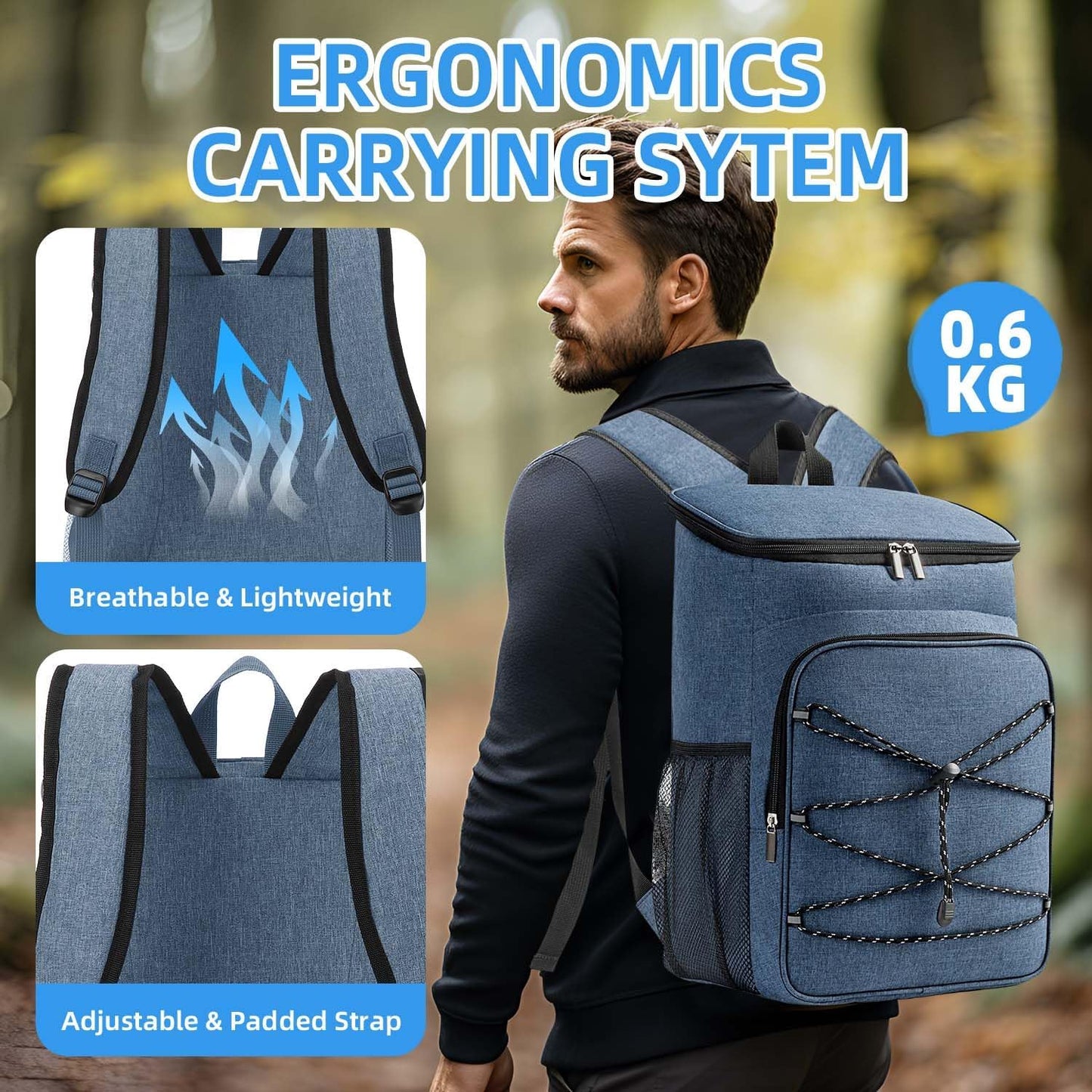 Bagtopia Camping Cooler Backpack 25 Cans, Leak Proof Insulated Thermal Bag, Beach Travel Picnic Lunch Backpack for Men Women