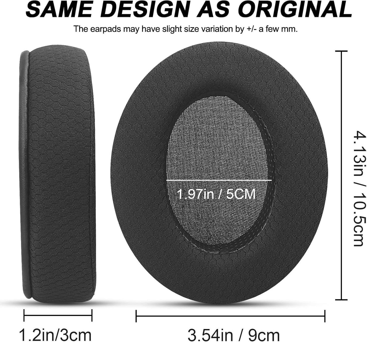 Upgraded Replacement Earpads Cushions for HyperX Cloud/Alpha, for Turtle Beach Stealth 400/600, for Audio Technica M50X/M40X&More, Ear Pads with Breathable Mesh Fabric/Added Thickness