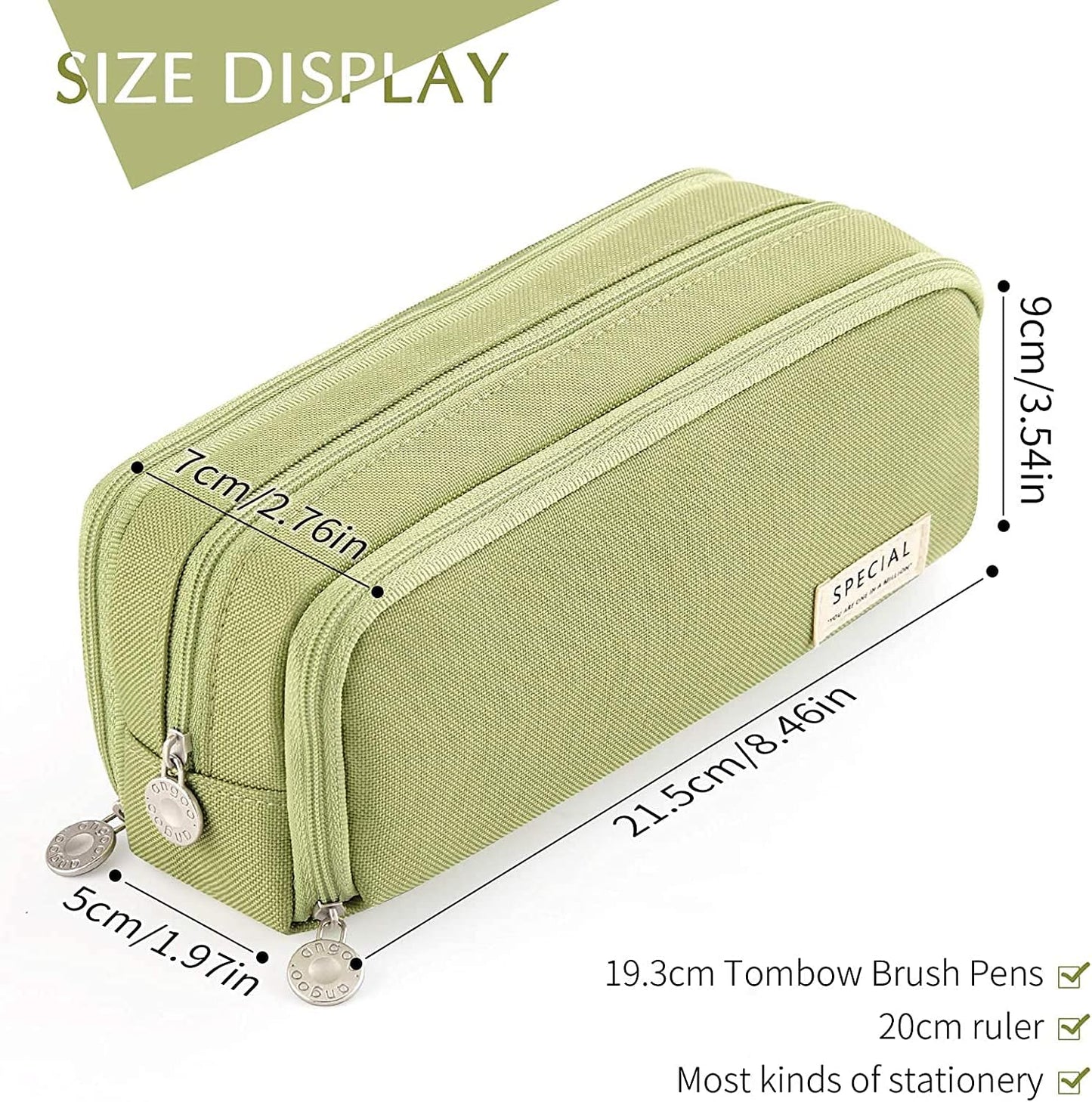 Big Capacity Pencil Case, OLIYuMi 3 Compartment Pencil Pouch Pencil Bag Storage Box Stationery Organizer Makeup Bag with Zipper Closure for Student Office College Boys and Girls (Pink)