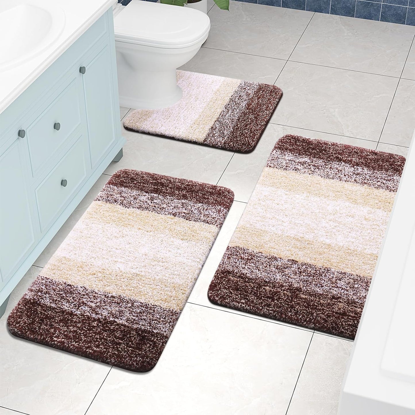 OLANLY Luxury Microfiber Bath Mat, Extra Soft and Absorbent Bathroom Mat, Non-Slip Plush Shaggy Bathroom Rug, Machine Wash Dry, Bath Rugs for Bathroom Floor, Tub and Shower, 16x24, Grey