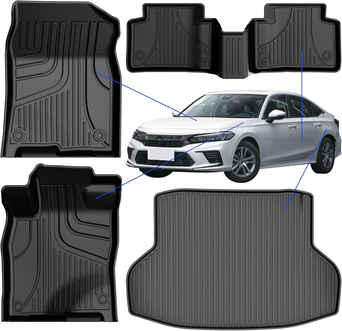 AOMSAZTO Floor Mats & Trunk Mat for 2024 2025 Chevy Equinox EV (Non Fuel),TPE All Weather Protection 2 Rows Car Floor Liners with Cargo Liner for Chevrolet Equinox EV (Non Fuel) - PuriLite