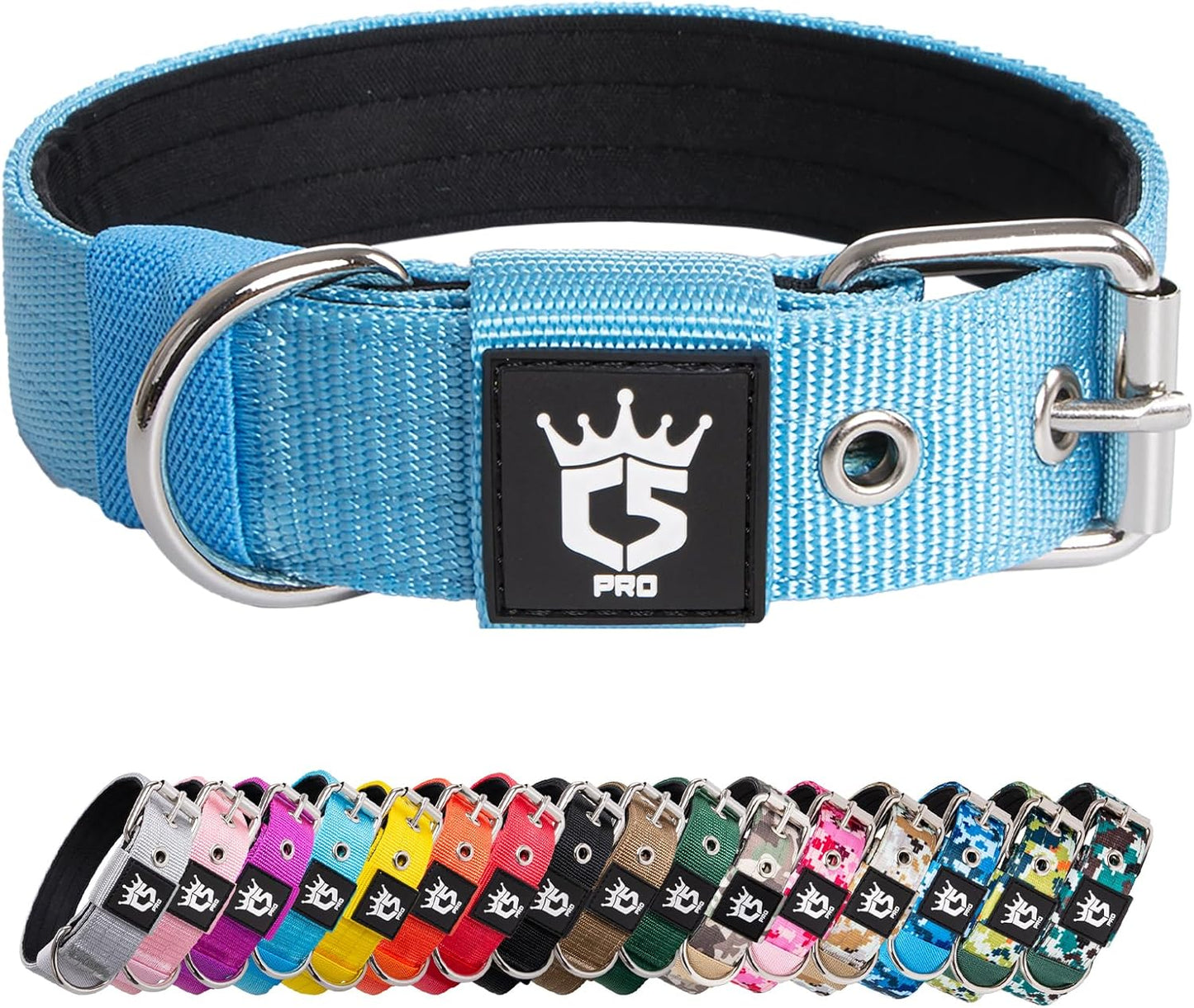 TSPRO Tactical Dog Collar 1.5 inch Wide Dog Collar Military Grade Strong Dog Collar Thick Dog Collar Heavy Duty Metal Buckle Dog Collar(Green-L)