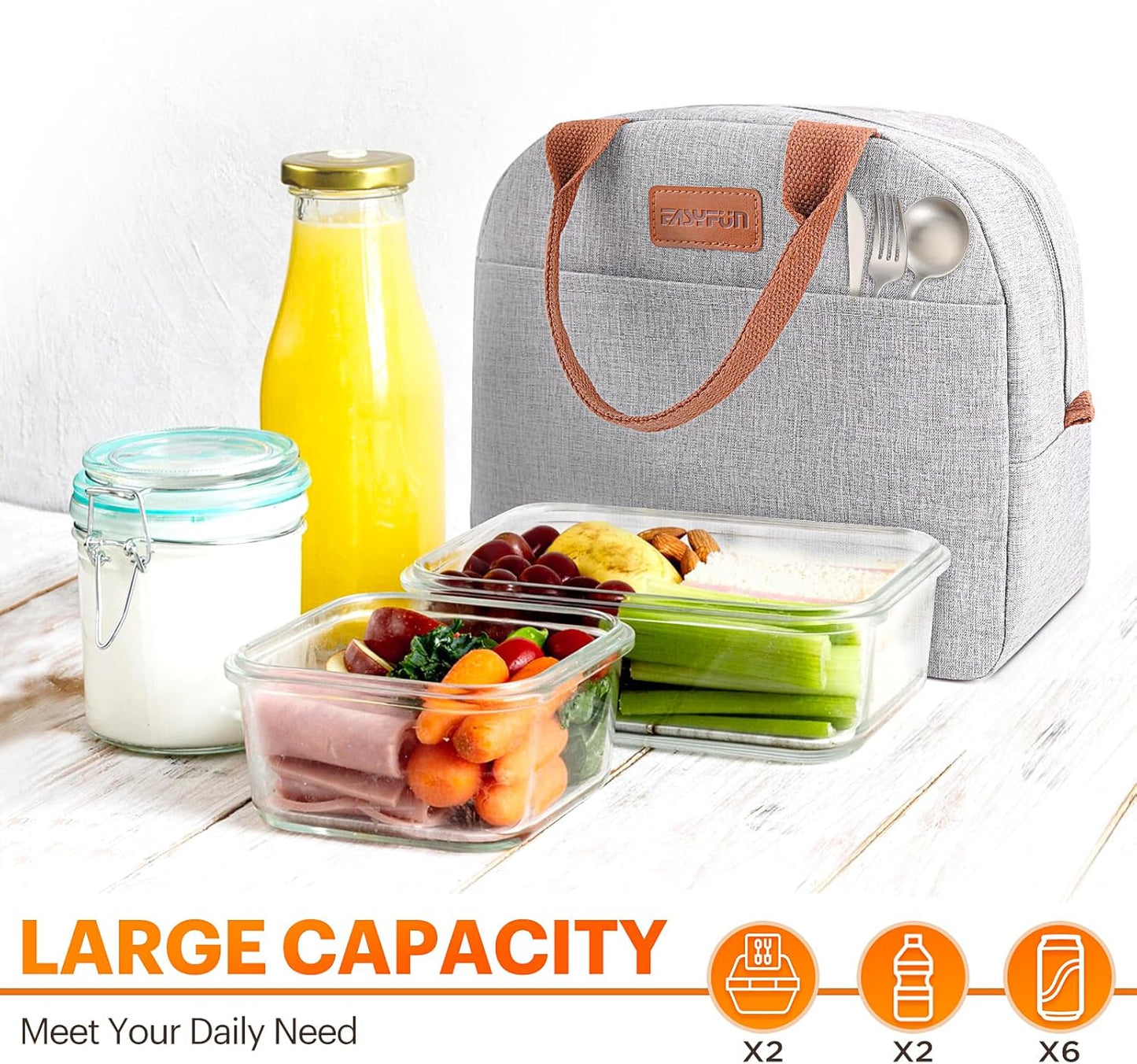 Lunch Bag for Women & Men Adult Insulated Lunch Box, Small Leakproof Cooler Food Lunch Containers Reusable High Capacity Lunch Tote Bags for Work, Travel, Outdoor