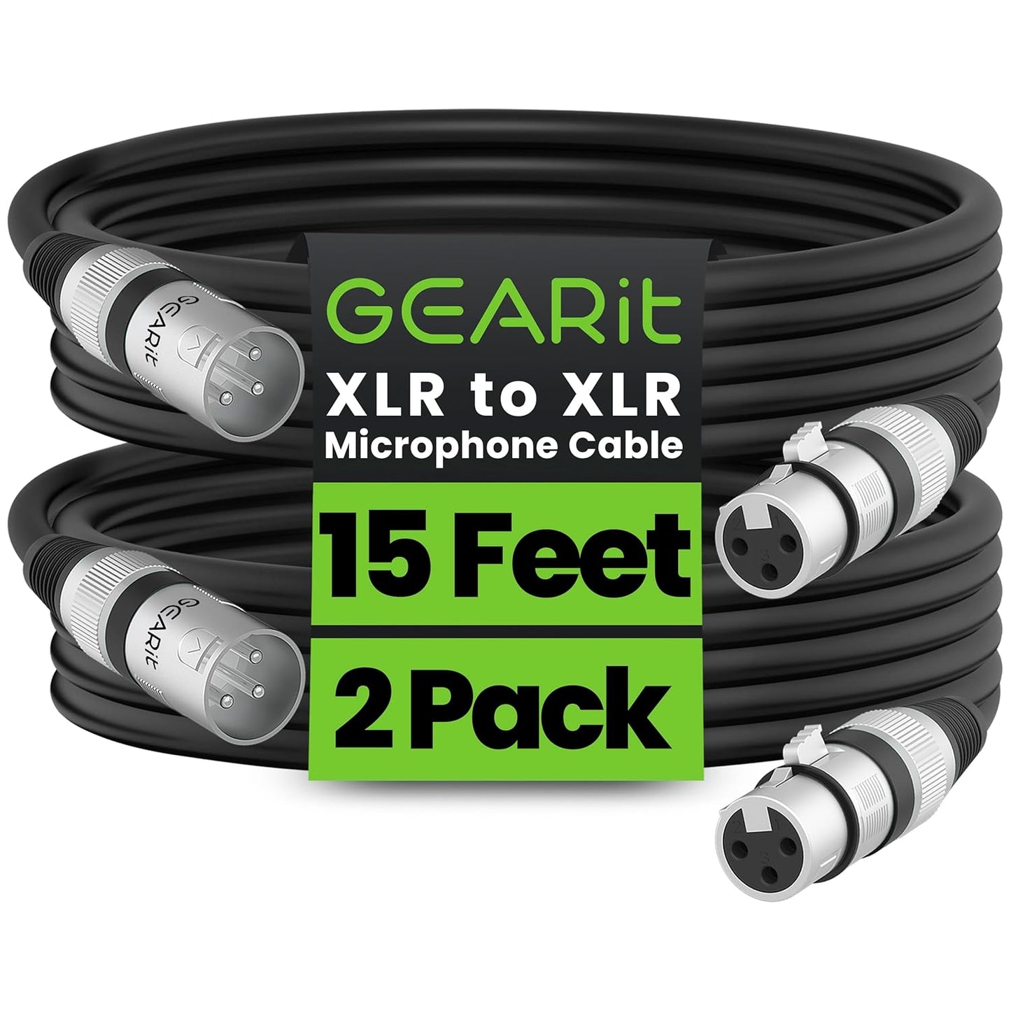 GEARit XLR Male to Female Microphone Cable (10 Feet, 6-Pack) 3-Pin Balanced Shielded Mixer, Recording Studio, Podcast - Black