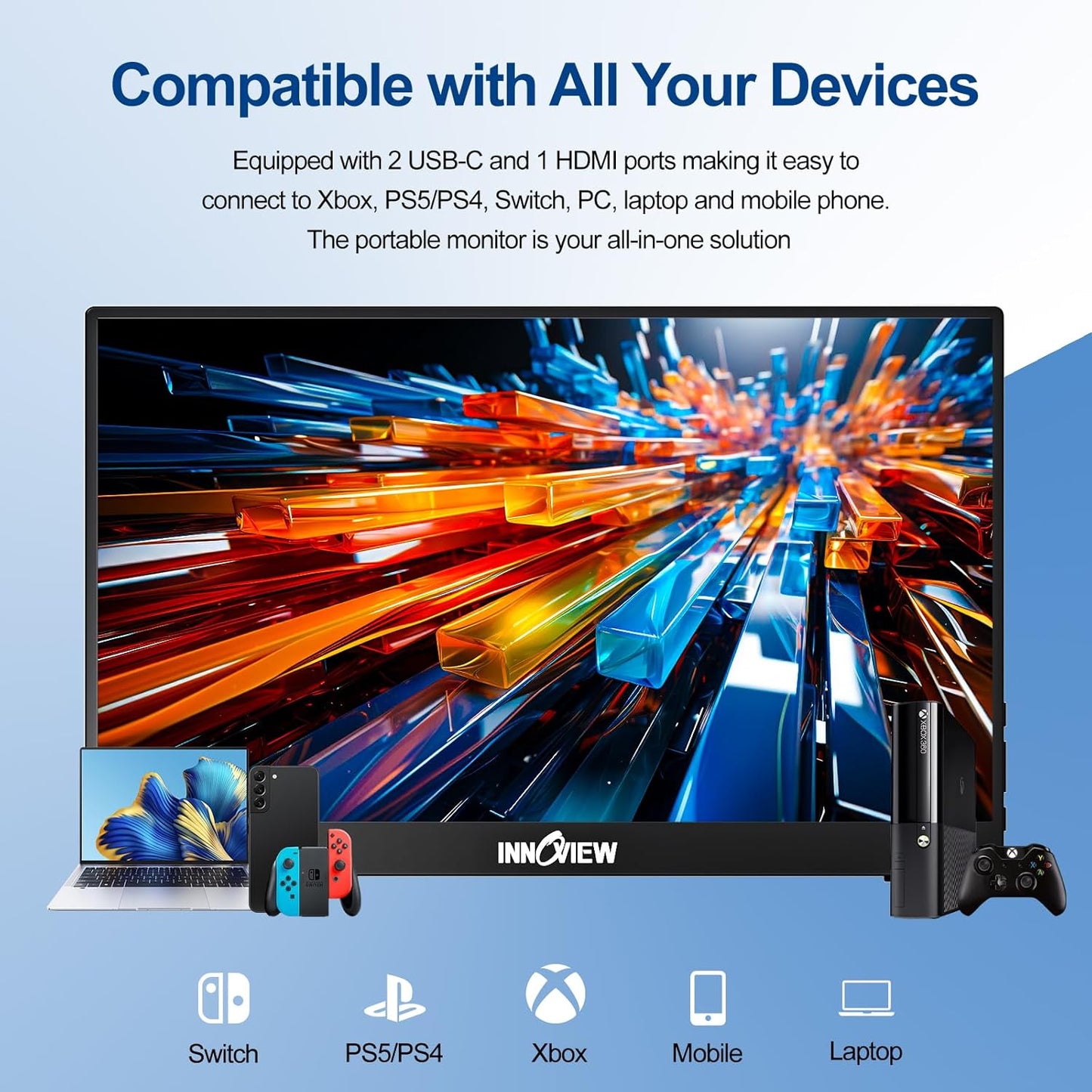 InnoView 4K OLED Portable Monitor, 14 Inch OLED Monitor for Laptop, 100% DCI-P3, 1MS with Speaker and Stand, USB-C HDMI High-end Screen for Laptop PC MAC Phone PS4 Xbox Switch