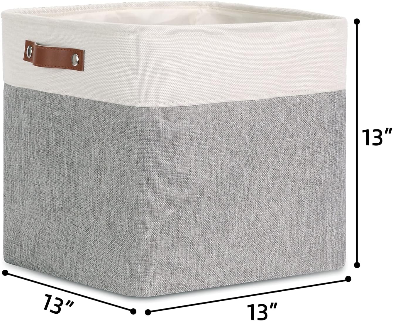 DULLEMELO Storage Baskets for Shelves, Fabric Collapsible Rectangular Storage Bins for Shelves, Closets, Nursery, Home, Office, Empty Gift Baskets (White&Teal)