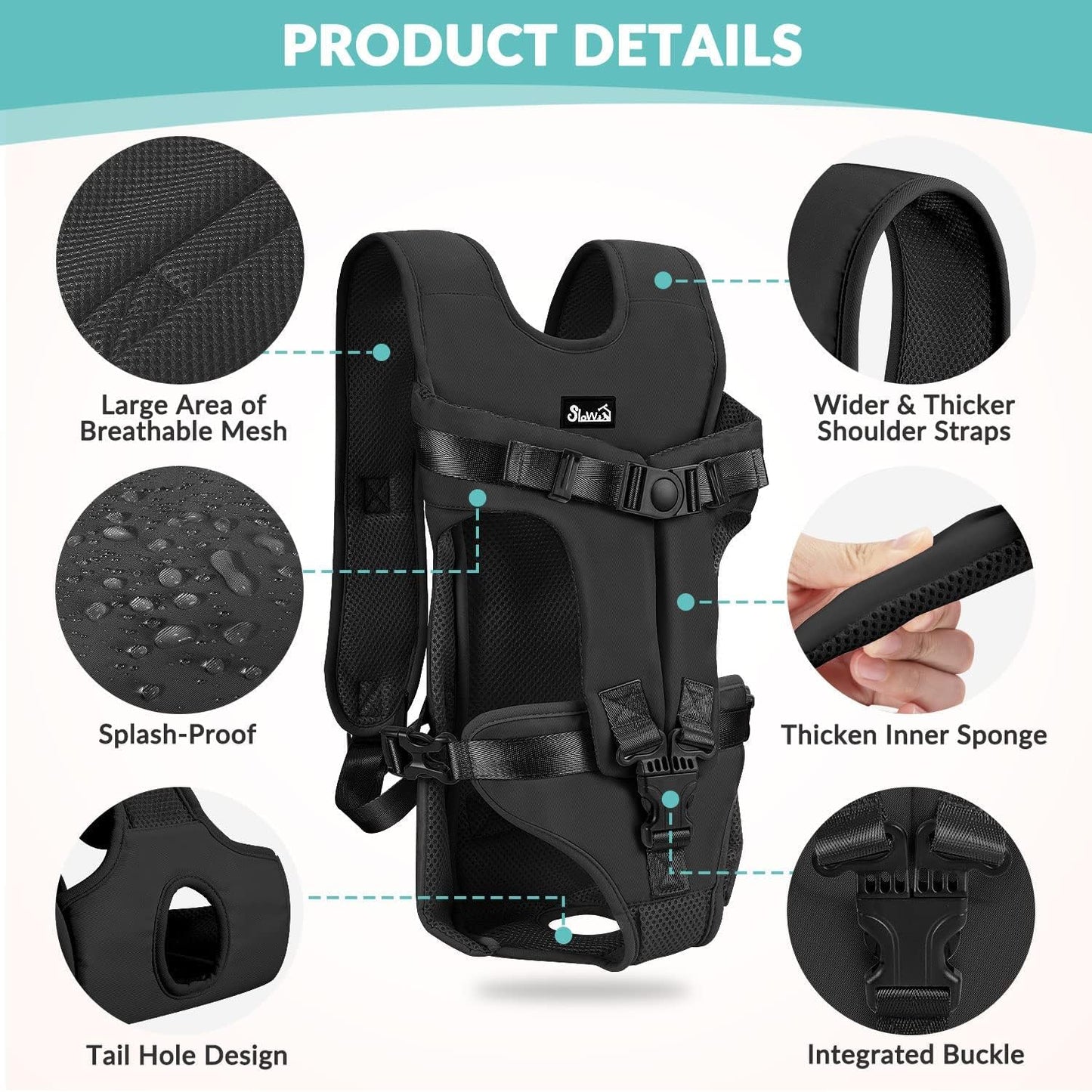 SlowTon Dog Carrier Backpack for Small Medium Dogs, Legs Out & Easy-Fit Dog Cat Puppy Front Carriers Bag for Pet Up to 35lbs, Adjustable Breathable Pet Backpack for Traveling Camping Hiking