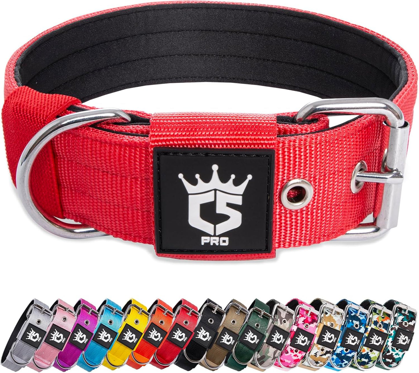 TSPRO Tactical Dog Collar 1.5 inch Wide Dog Collar Military Grade Strong Dog Collar Thick Dog Collar Heavy Duty Metal Buckle Dog Collar(Green-L)