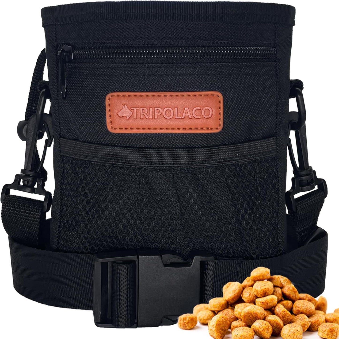 TRIPOLACO Dog Treat Pouch, Large Treat Pouches for Pet Training with Multiple Pockets, Built-in Poop Bag Dispenser & Phone Holder, 3 Wear Styles, Ideal Dog Treat Bag for Training & Walks