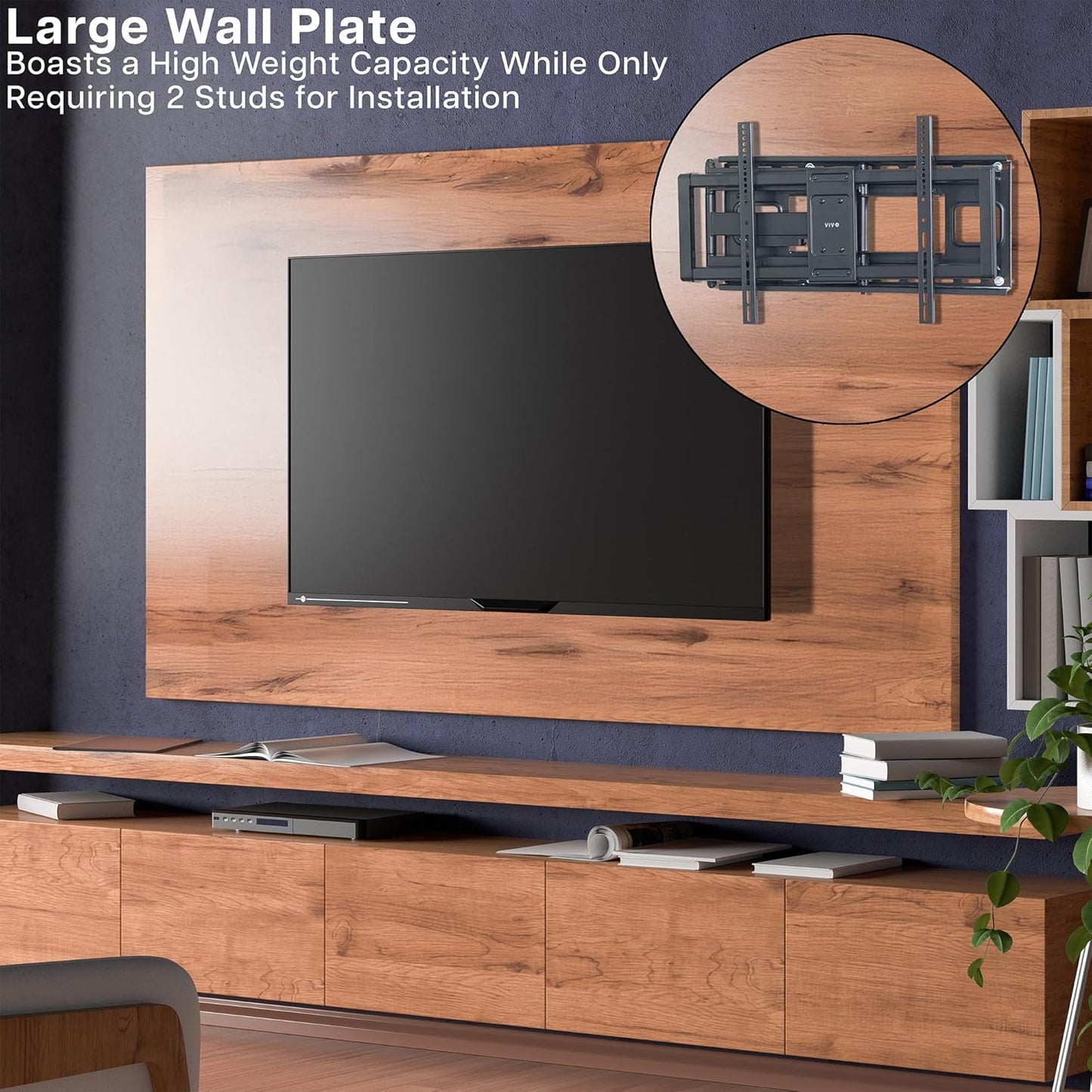 VIVO Heavy Duty 60 to 120 inch Extra Large Screen TV Articulating Wall Mount for LCD LED Flat and Curved Screens, Extended Arm Swivel Mount, Max VESA 900x600mm, Black, MOUNT-VW120M