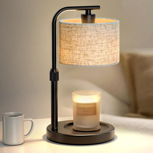 Candle Warmer Lamp with Timer Dimmer, Adjustable Height Black Electric Candle Warmer Wax Heater with 2 Bulbs, Birthday Gifts for Women Her, Mom, House Warming Gifts New Home
