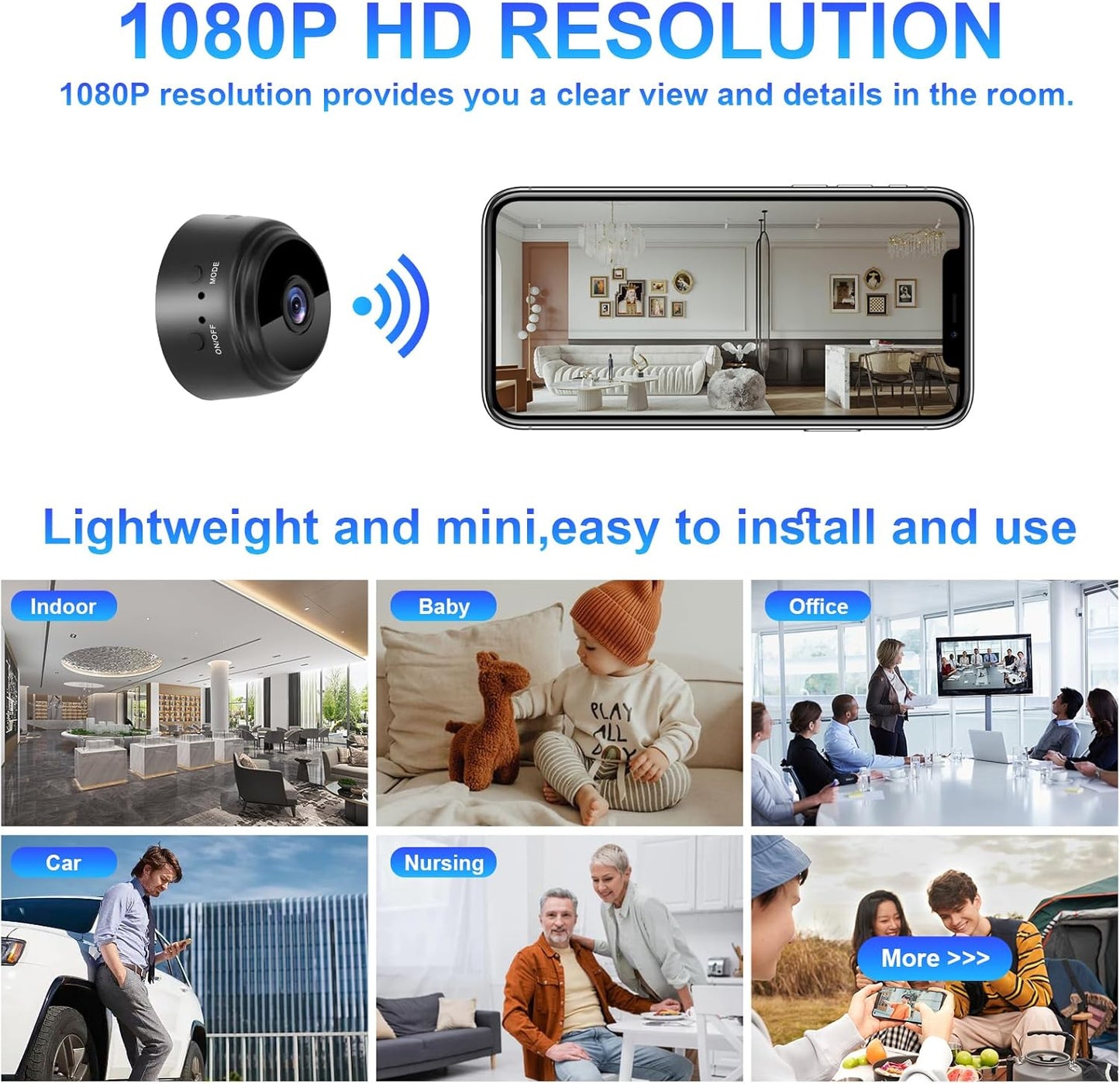 1080P WiFi Mini Hidden Spy Camera Wireless Nanny Spy Cam Home Security Surveillance Camera Micro Small Indoor Secret Monitor Video Cam with Motion Detection App Control(Black)