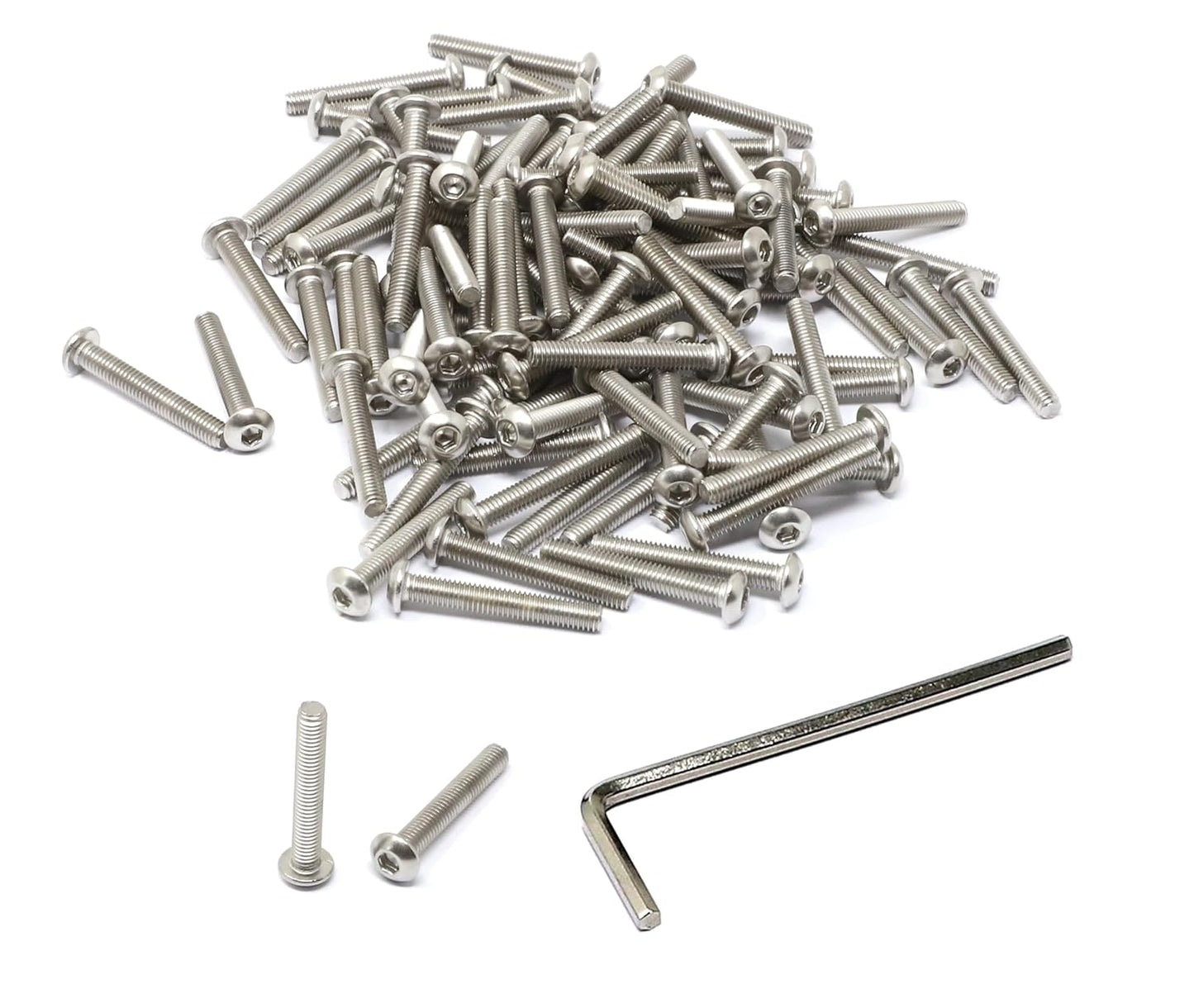 iexcell 50 Pcs M6 x 20mm Thread Pitch 1 mm Stainless Steel 304 Hex Socket Button Head Cap Screws Bolts Kit