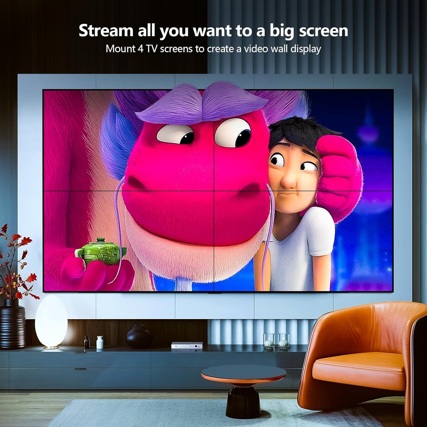 HDMI Video Wall Controller, RIUIIN TV Wall Controller, 4K TV Wall Processor, 180° Rotation, Audio, IR Remote, 2x2,1x2,1x3,1x4,2x1,3x1,4x1, Make 4 tv Screens into Wall Display