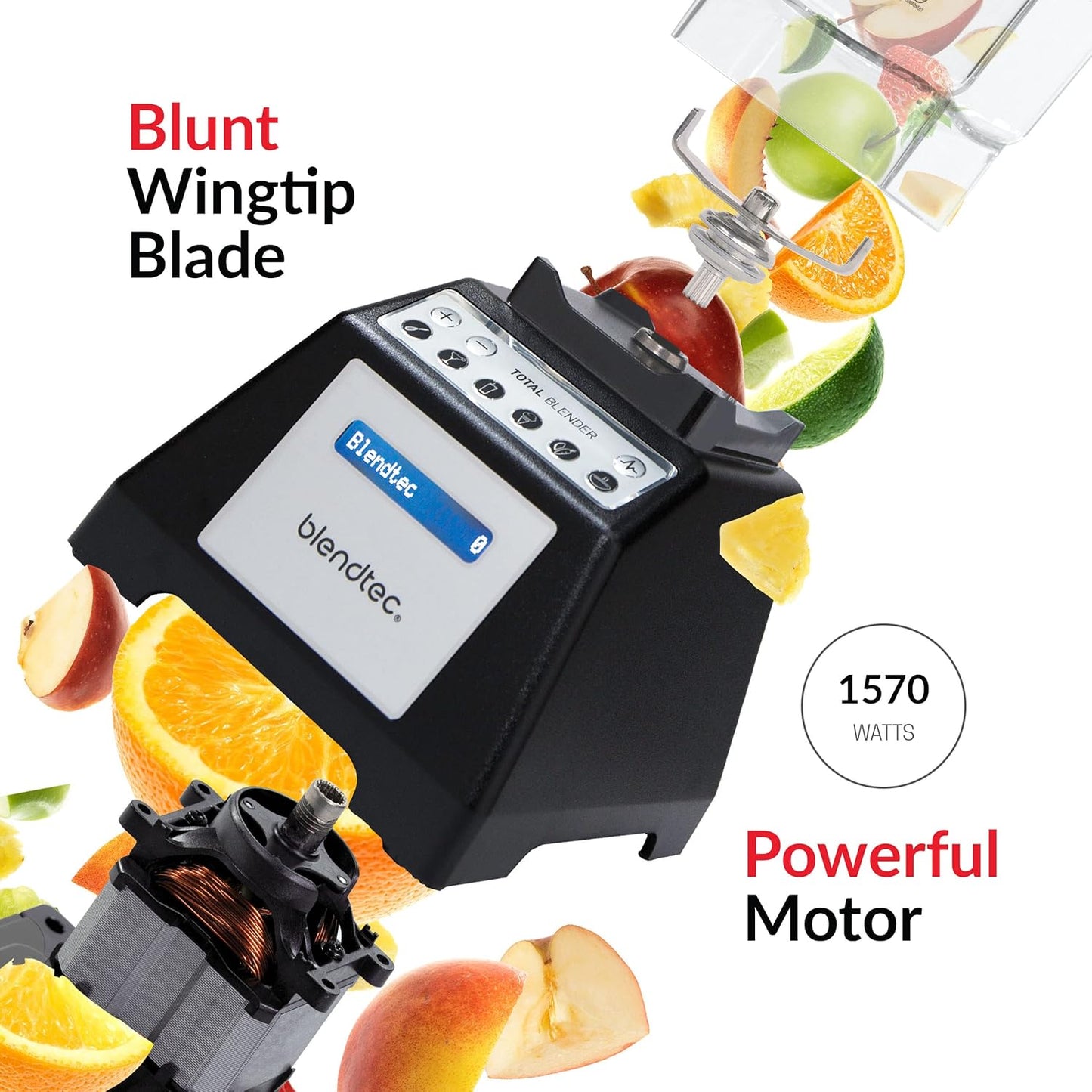 Blendtec Total Classic Original Blender and 90 oz WildSide+ Jar - Kitchen Blender Bundle - Red