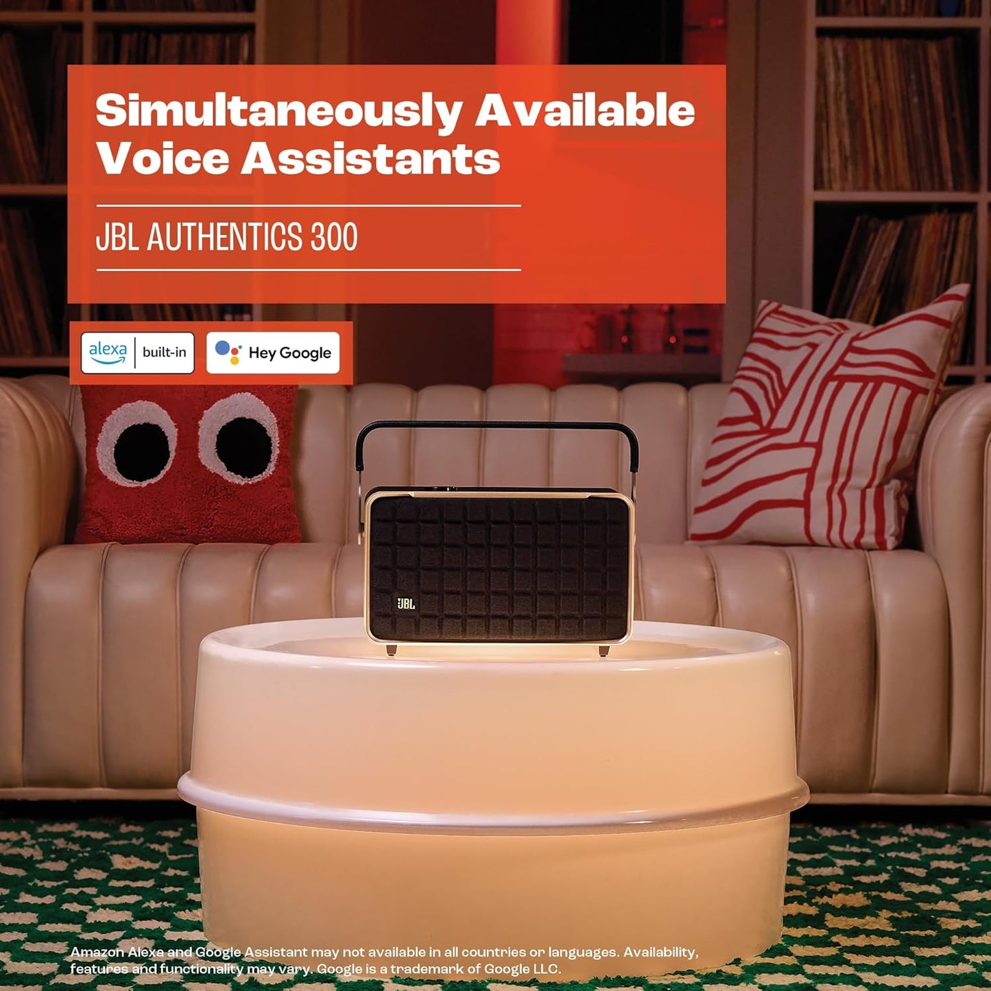JBL Authentics 300 - Wireless Home Speaker, Music Streaming Services via Built-in Wi-Fi, Built in Battery, Built in Alexa and Google Assistant